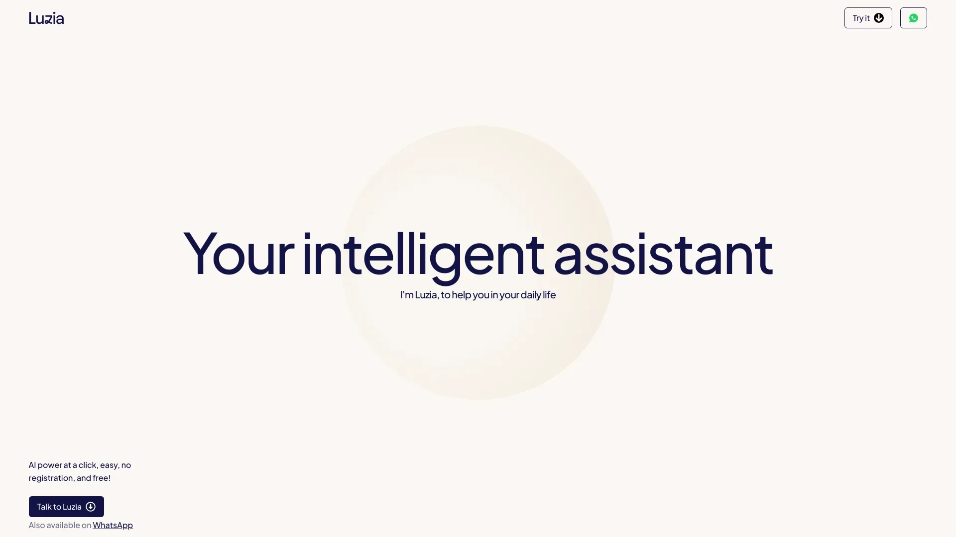 Luzia: Your intelligent assistant at a click website preview