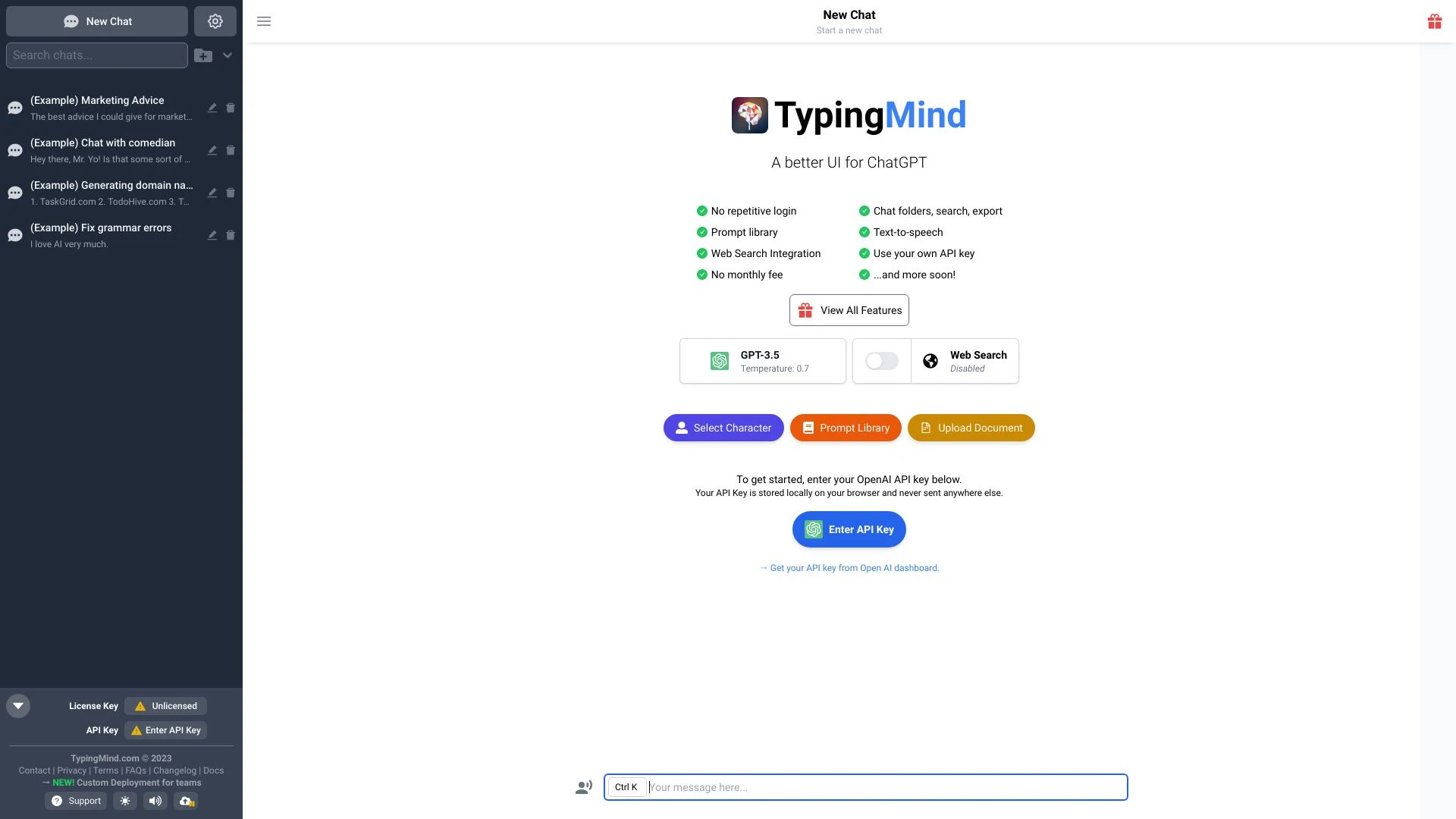 TypingMind website preview