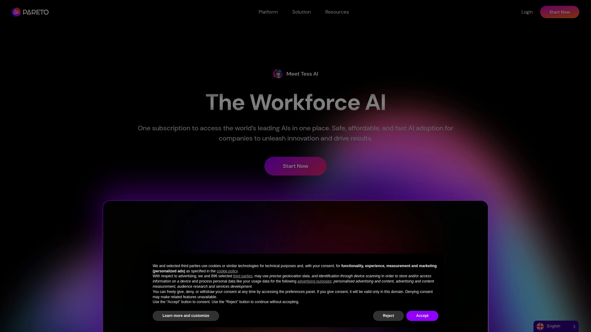 Tess AI website preview