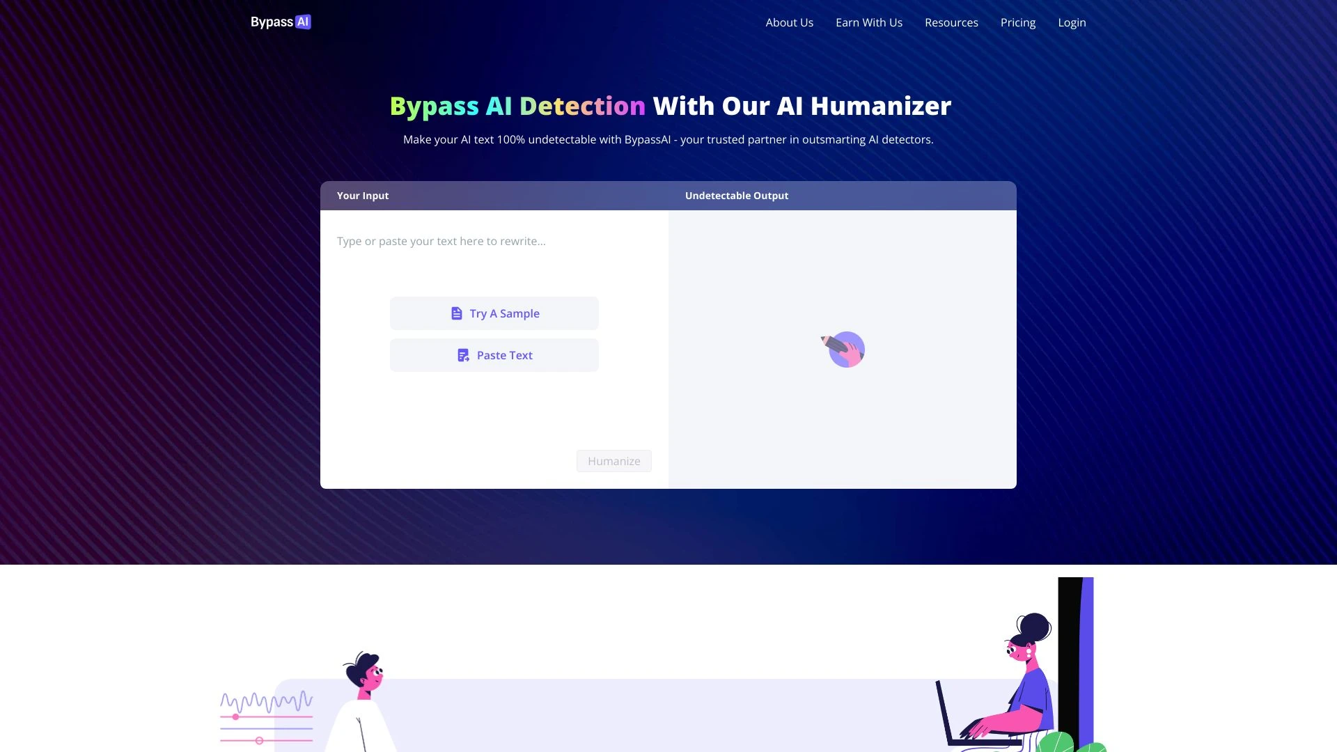 BypassAI website preview