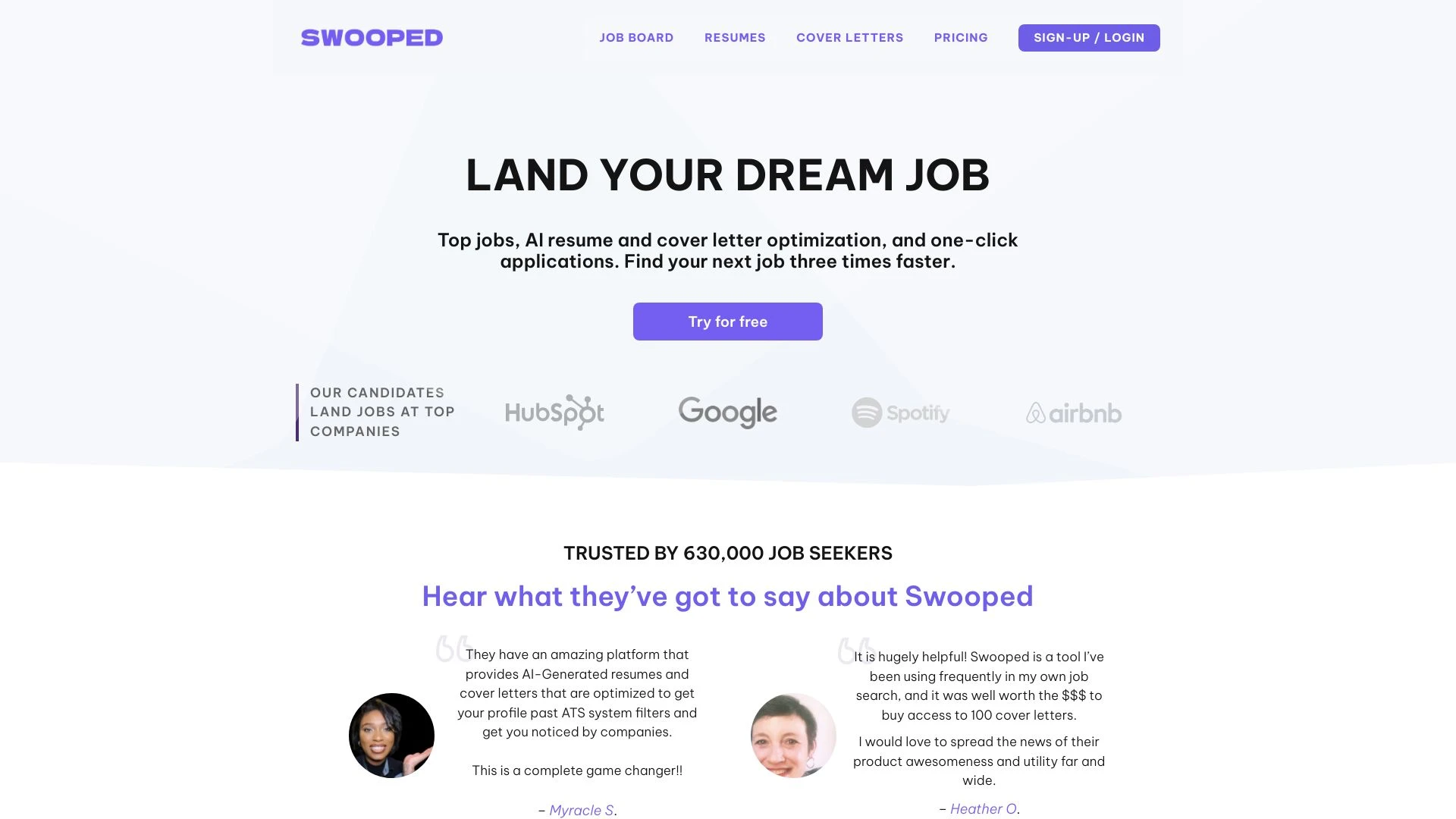 Swooped website preview