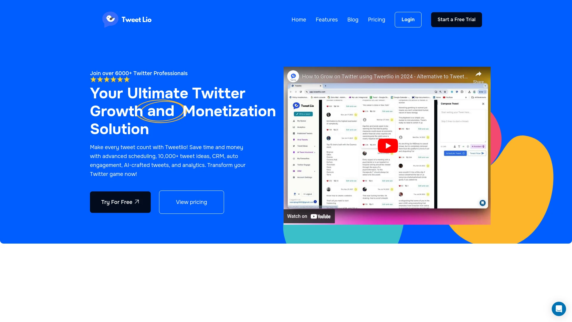 Tweetlio website preview