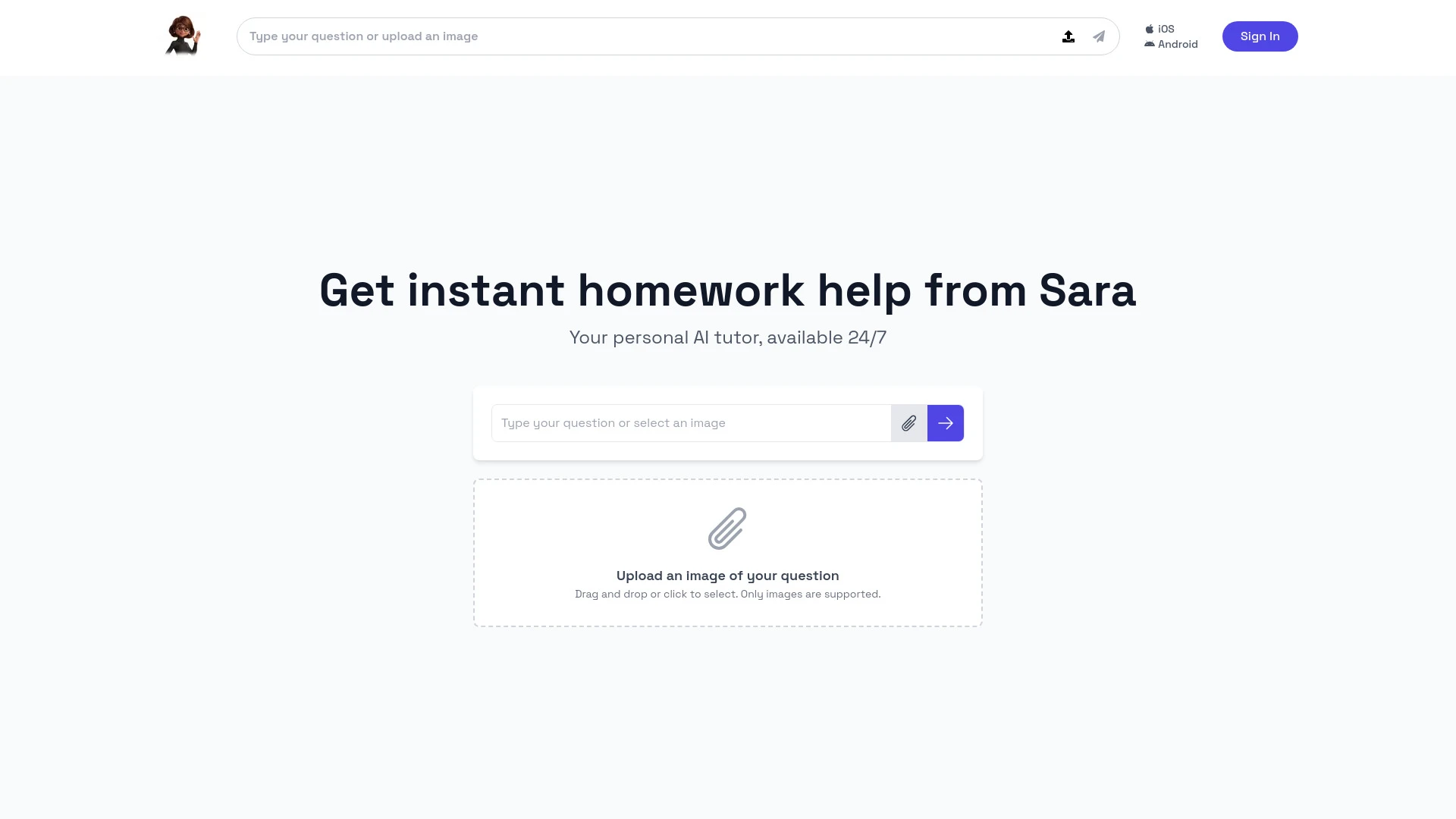 Sara - AI Tutor & Exam Planner website preview