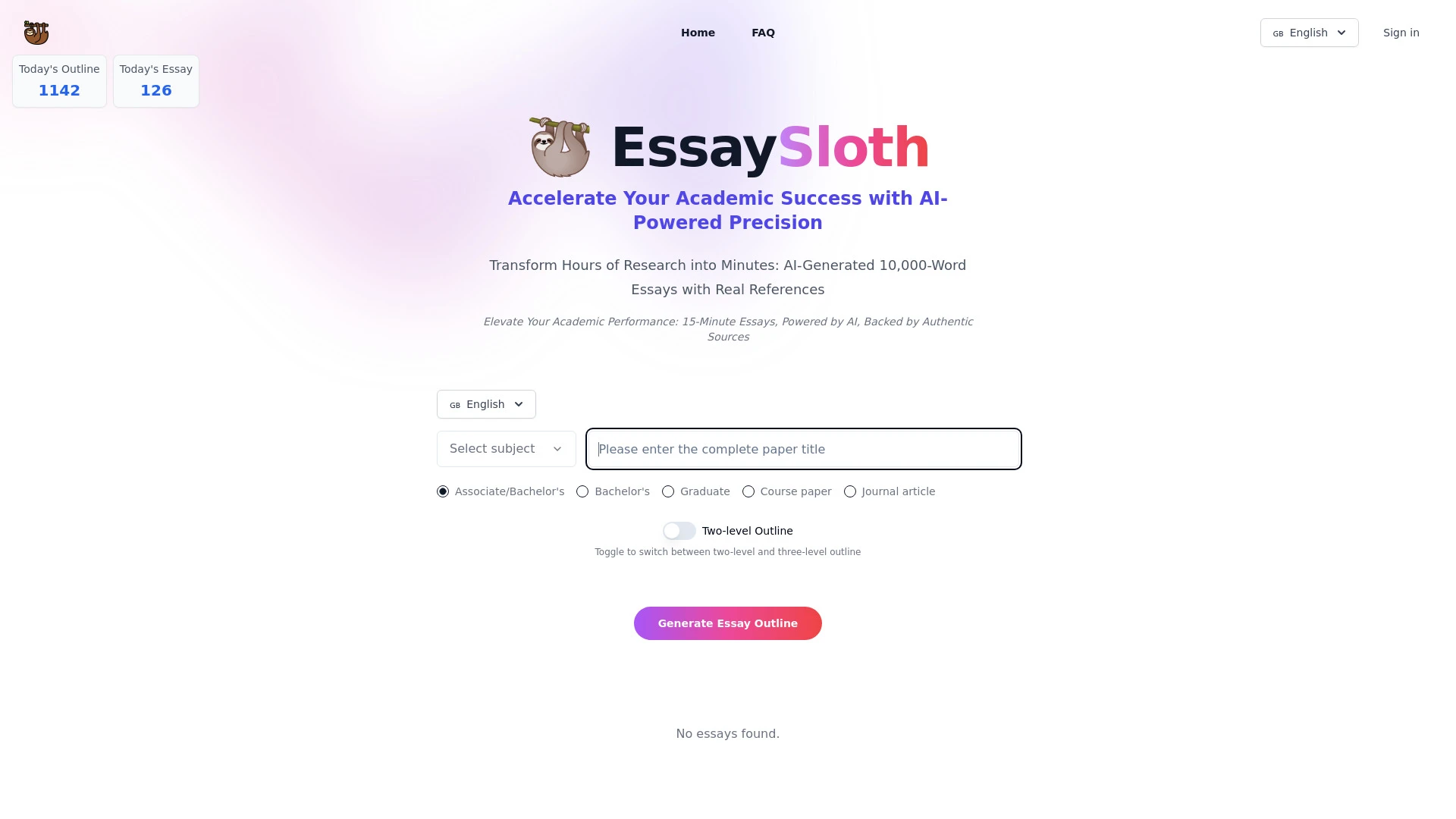 EssaySloth website preview