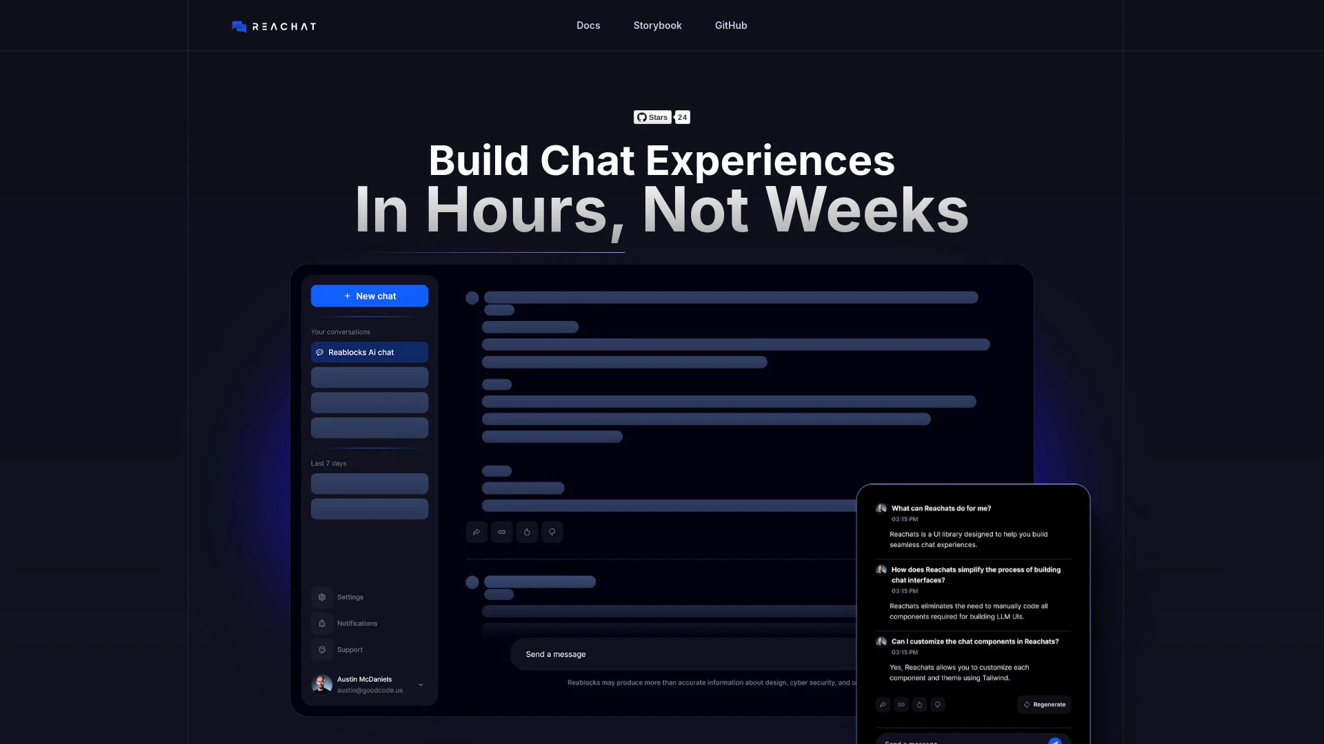 Reachat website preview