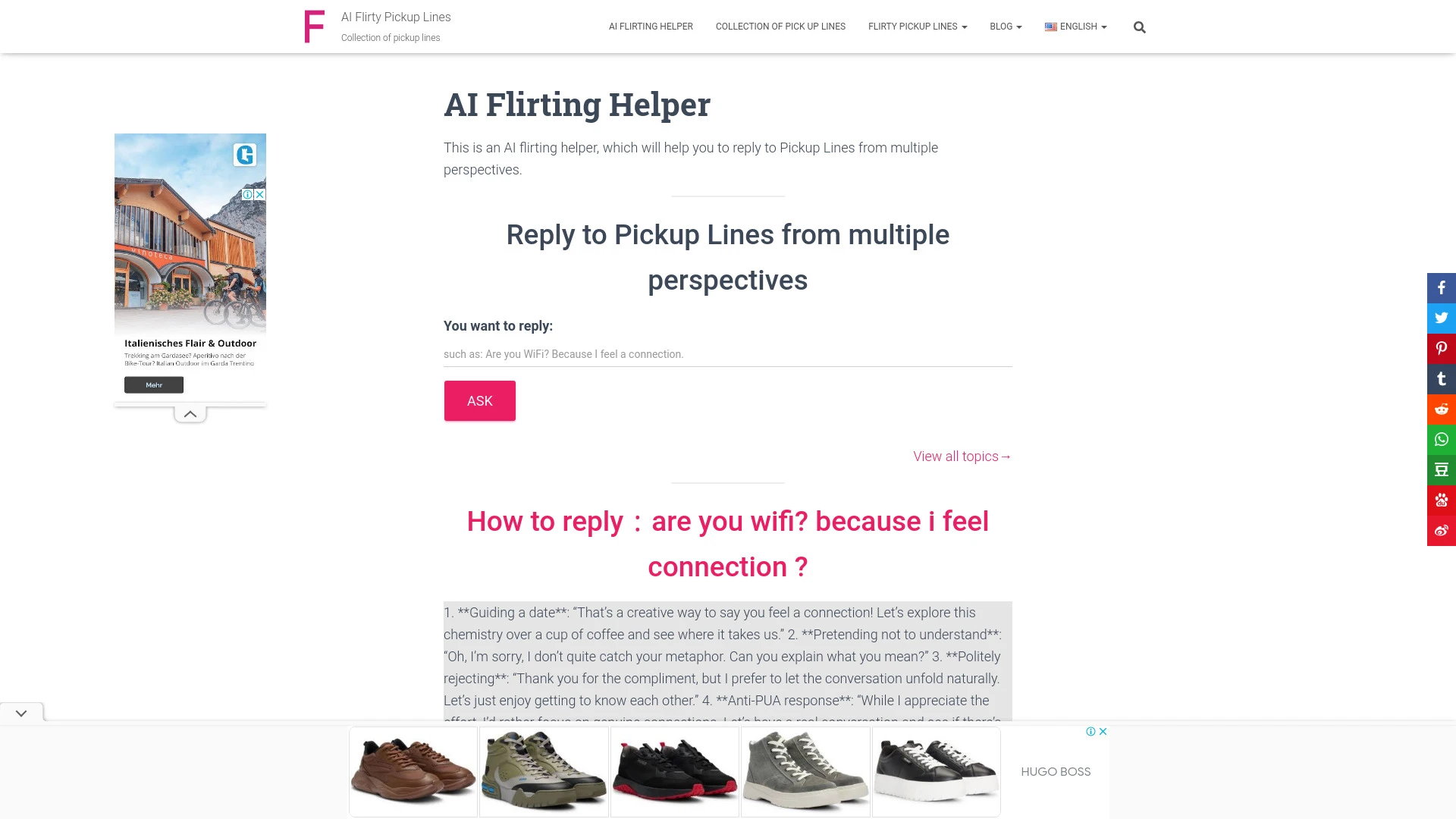 AI Flirting Helper website preview