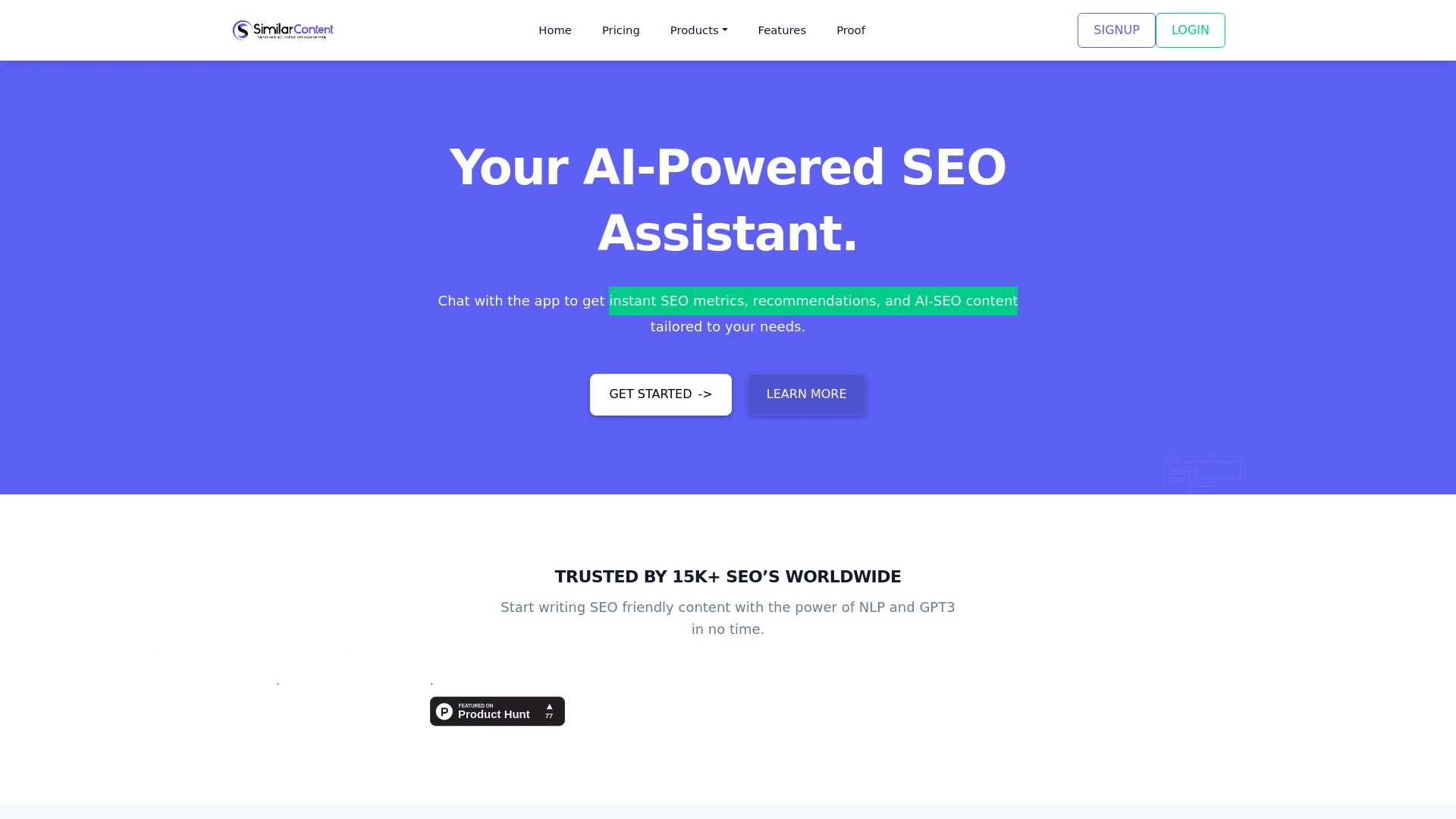 SimilarContent - SEO Content Optimization Tool website preview