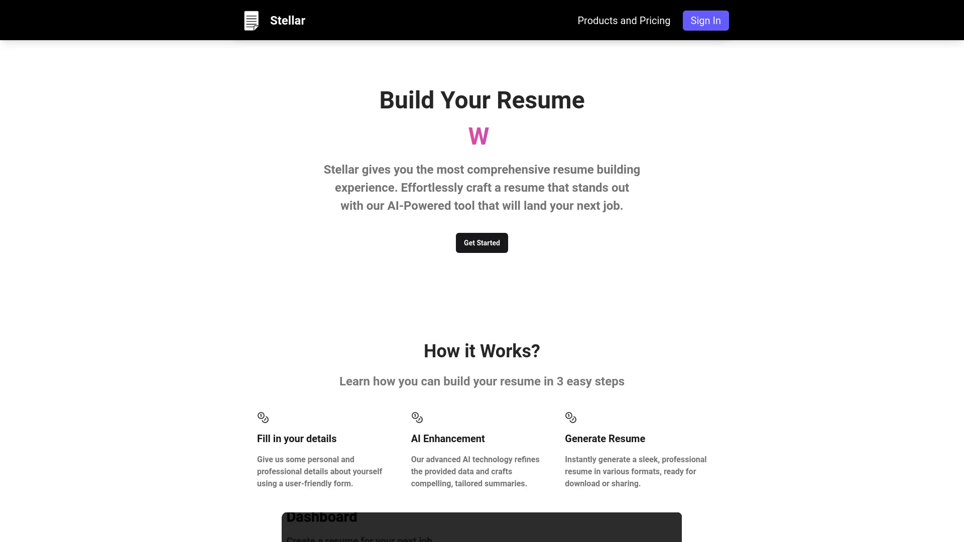 Stellar Job CV website preview