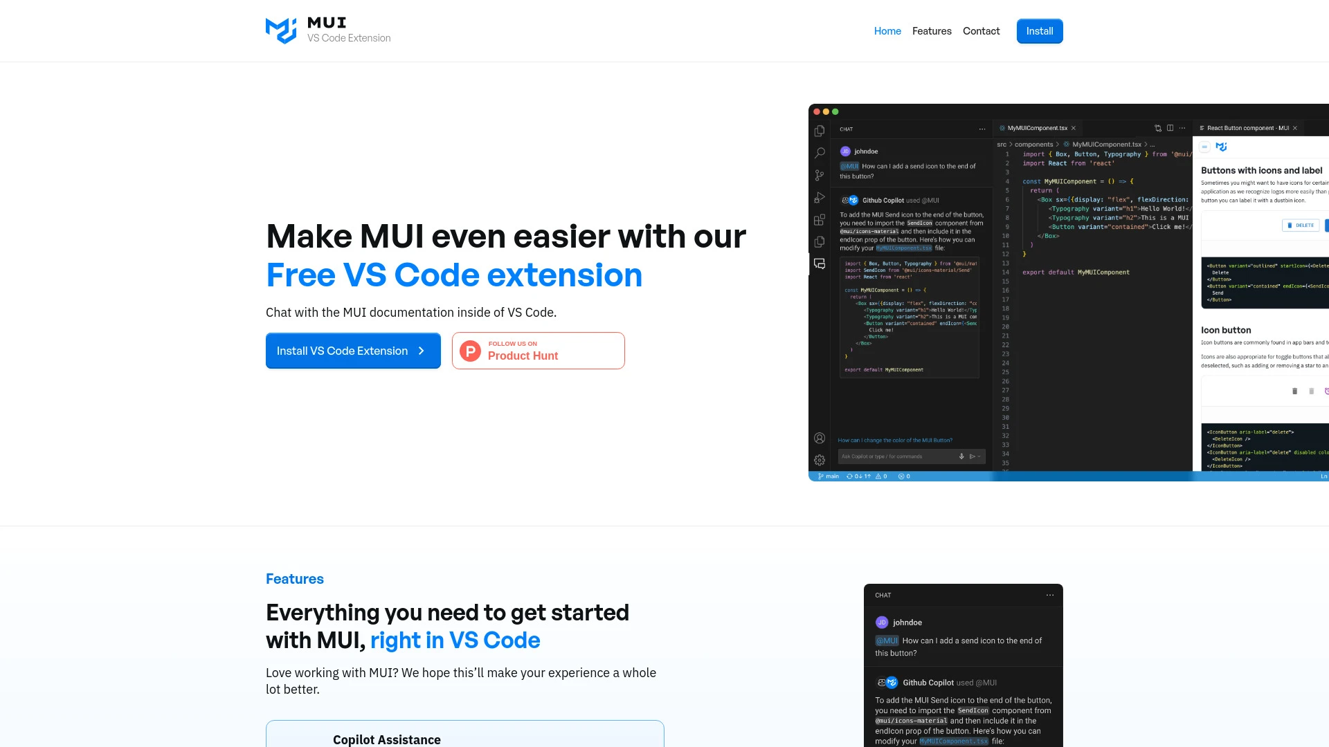 Chat with MUI website preview