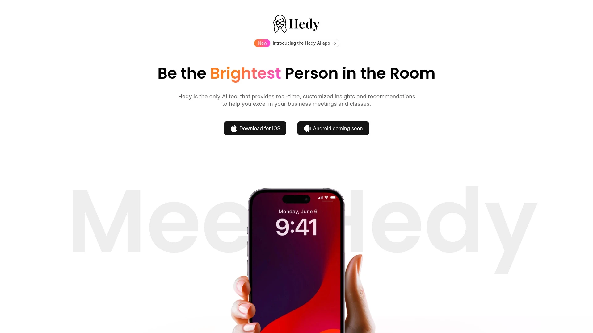 Hedy AI website preview