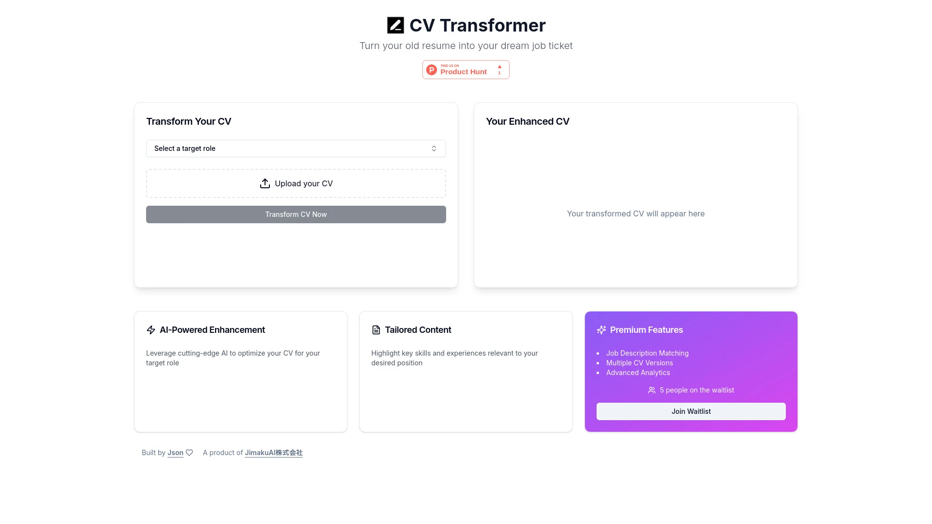 CV Transformer website preview