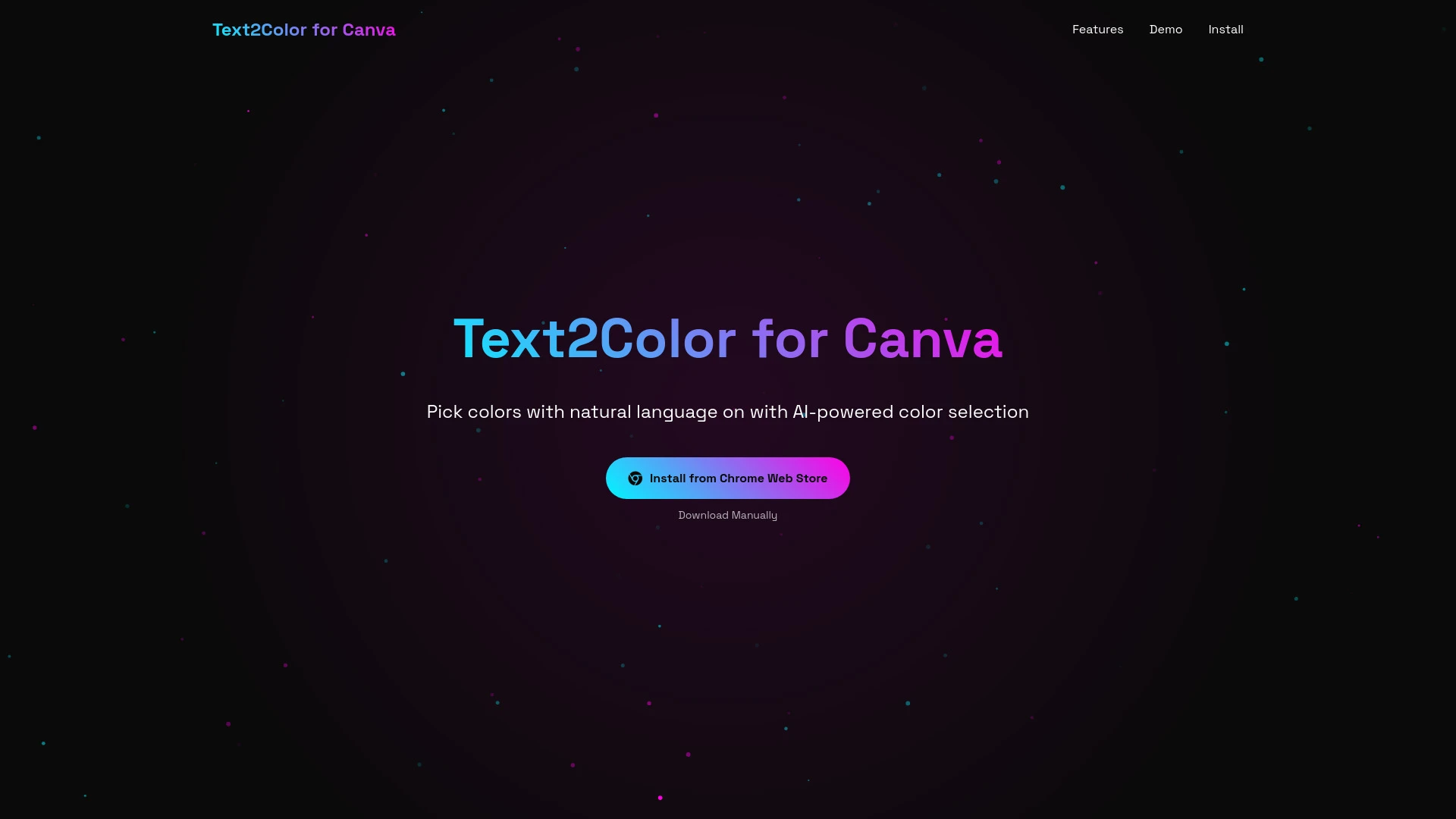 Text2Color for Canva website preview