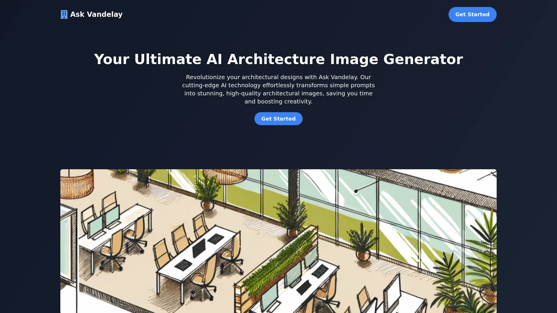 Ask Vandelay - AI Architecture Image Generator website preview