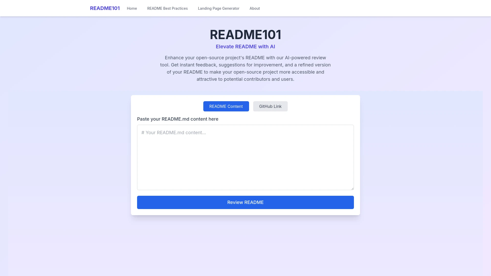 README101 - Elevate README with AI website preview