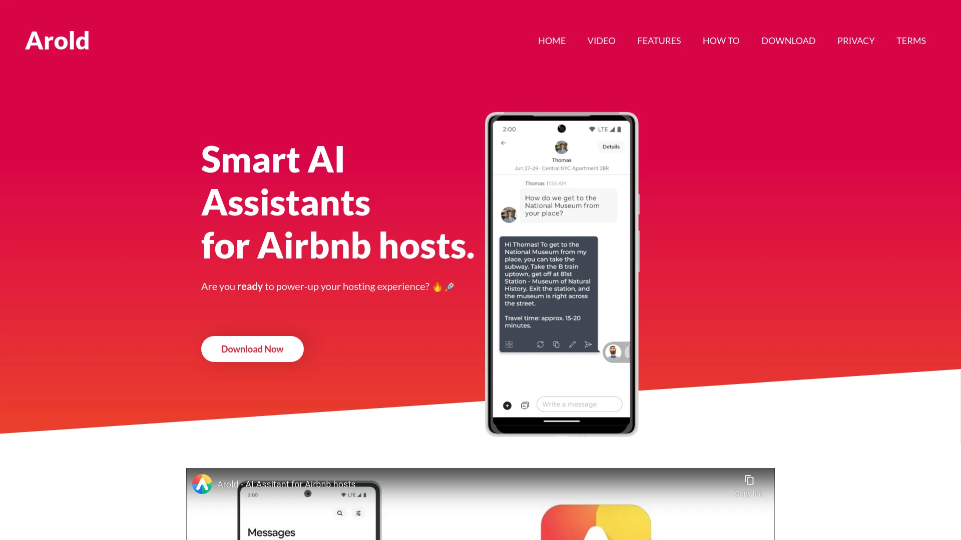 Arold - AI Assistant for Airbnb website preview