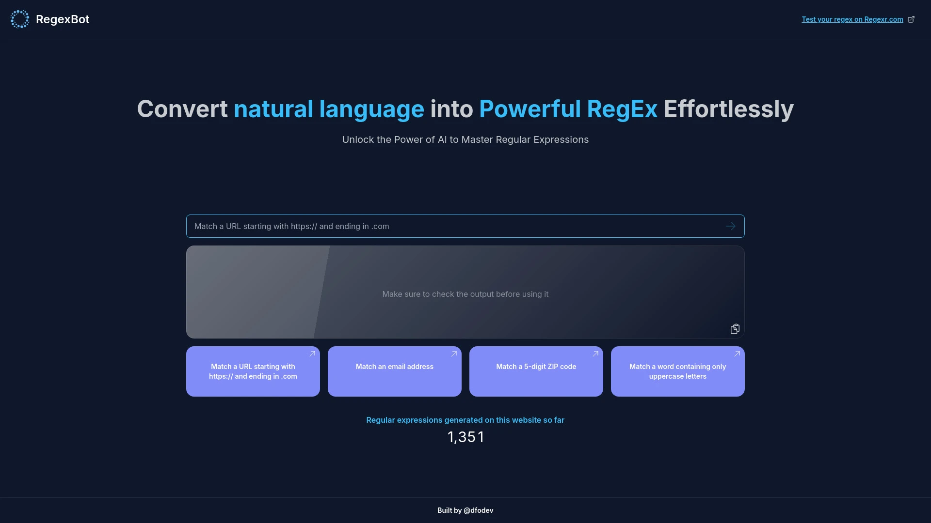 RegexBot website preview