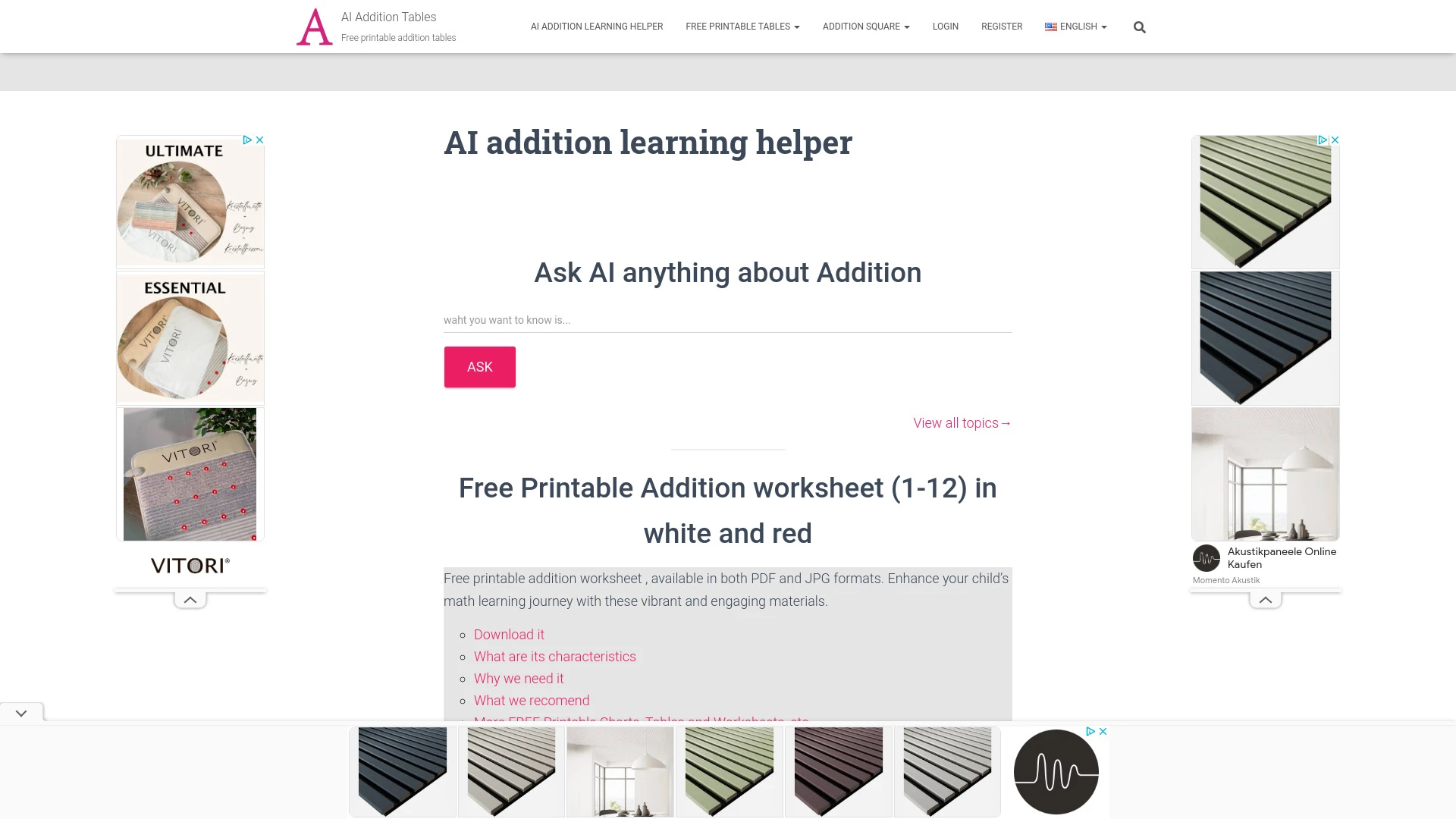 AI Addition Learning Helper website preview