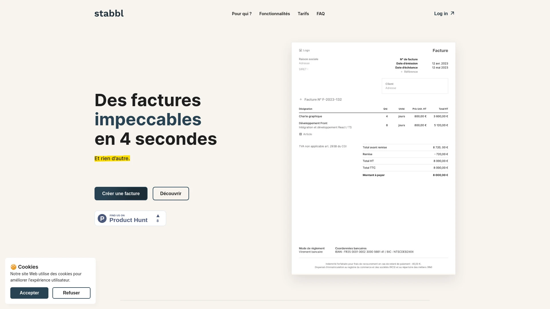 Stabbl Invoice Generator website preview