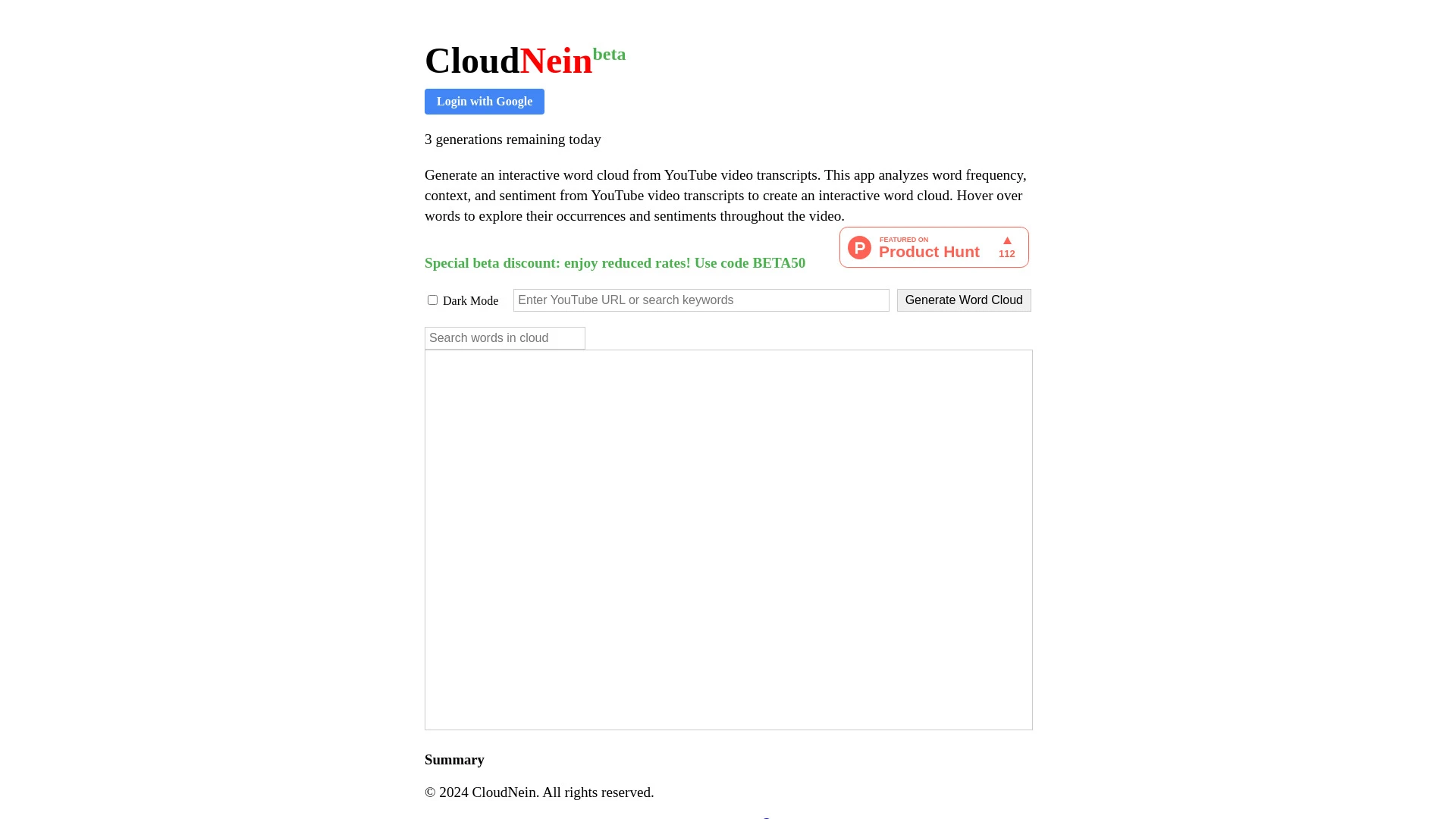 CloudNein website preview