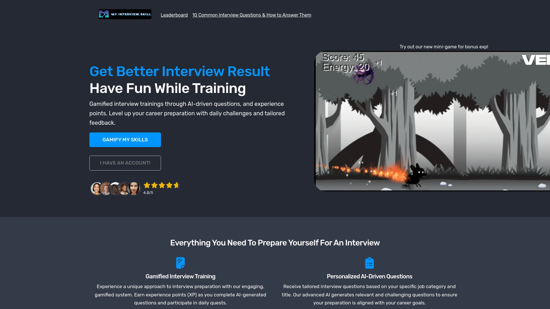 MyInterviewSkill website preview