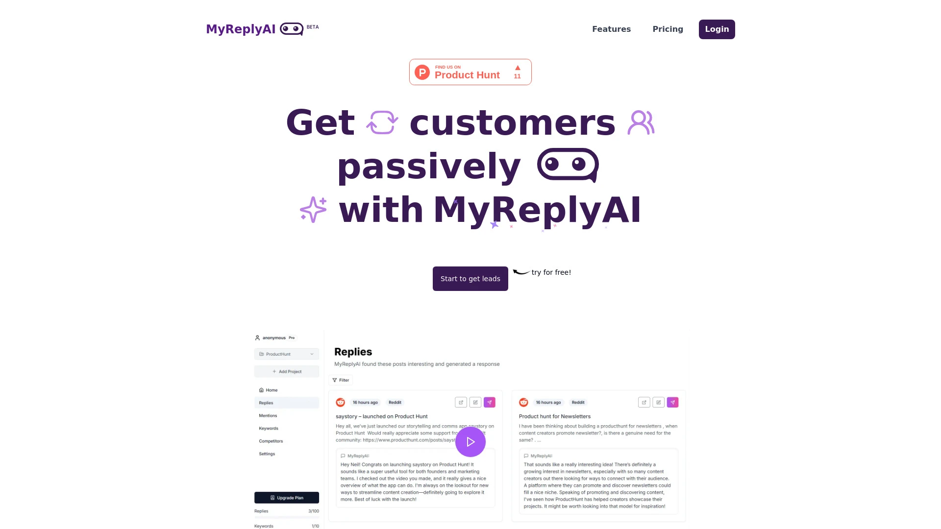 MyReplyAI website preview