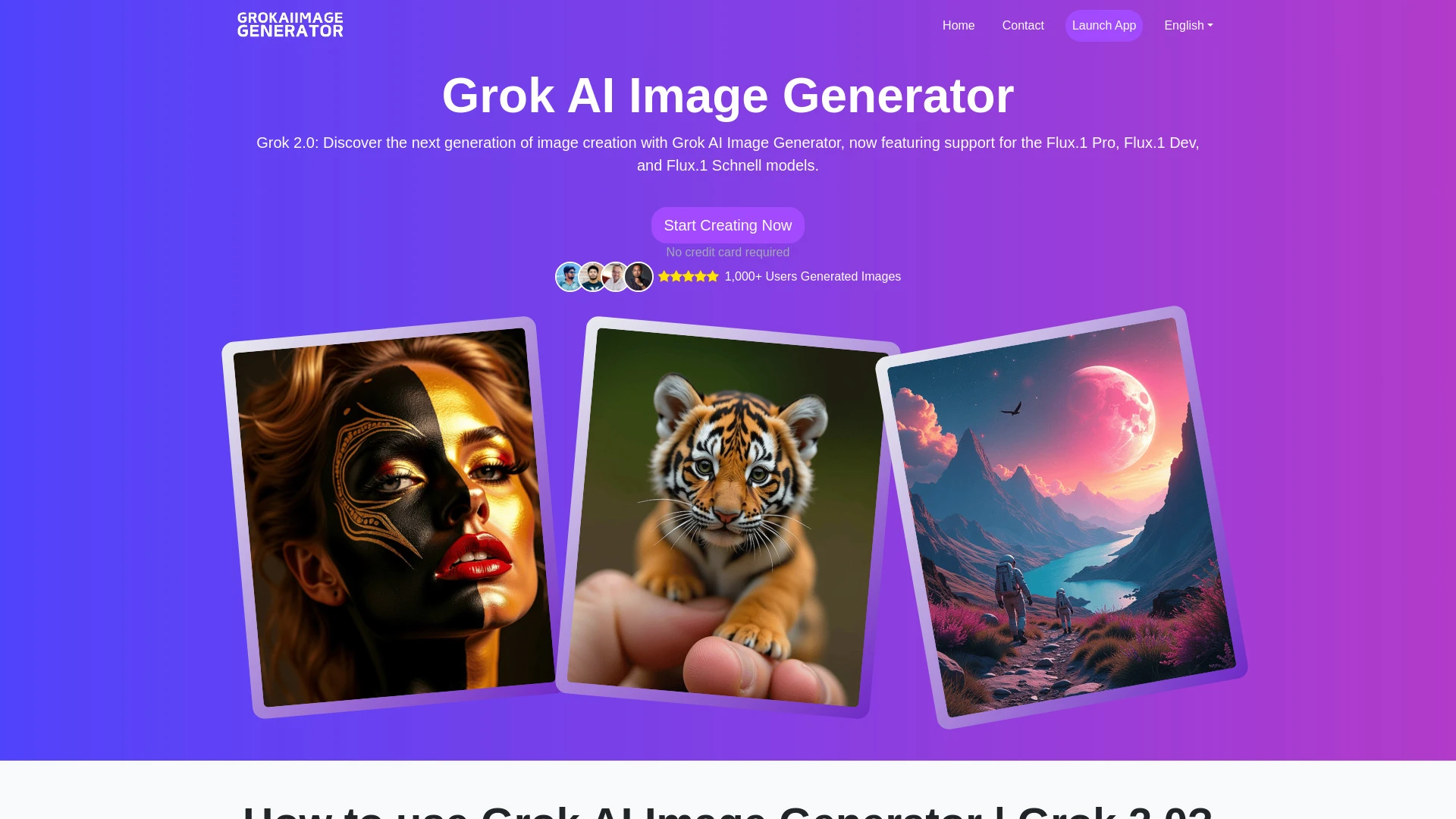 Grok AI Image Generator website preview