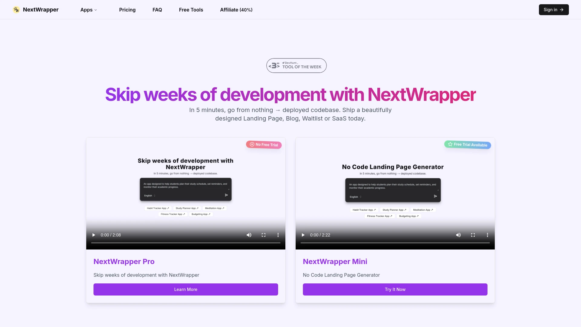 NextWrapper website preview