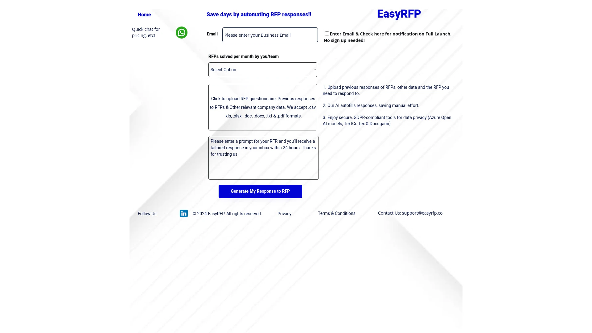 EasyRFP website preview