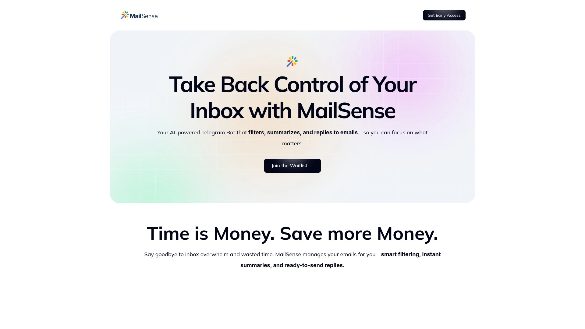 MailSense website preview