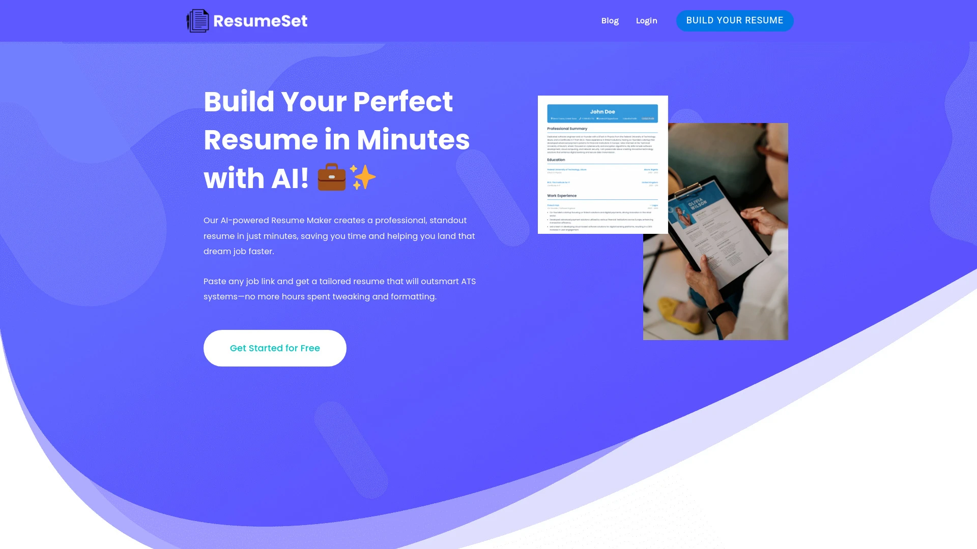 ResumeSet website preview