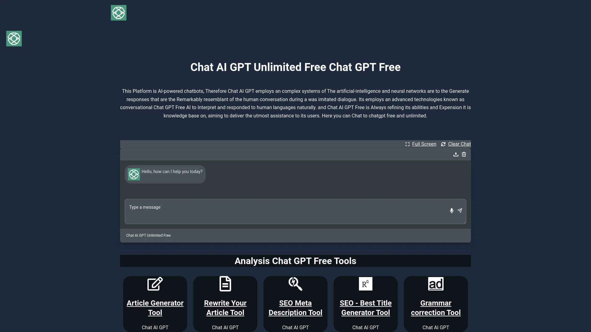 Chat AI GPT website preview