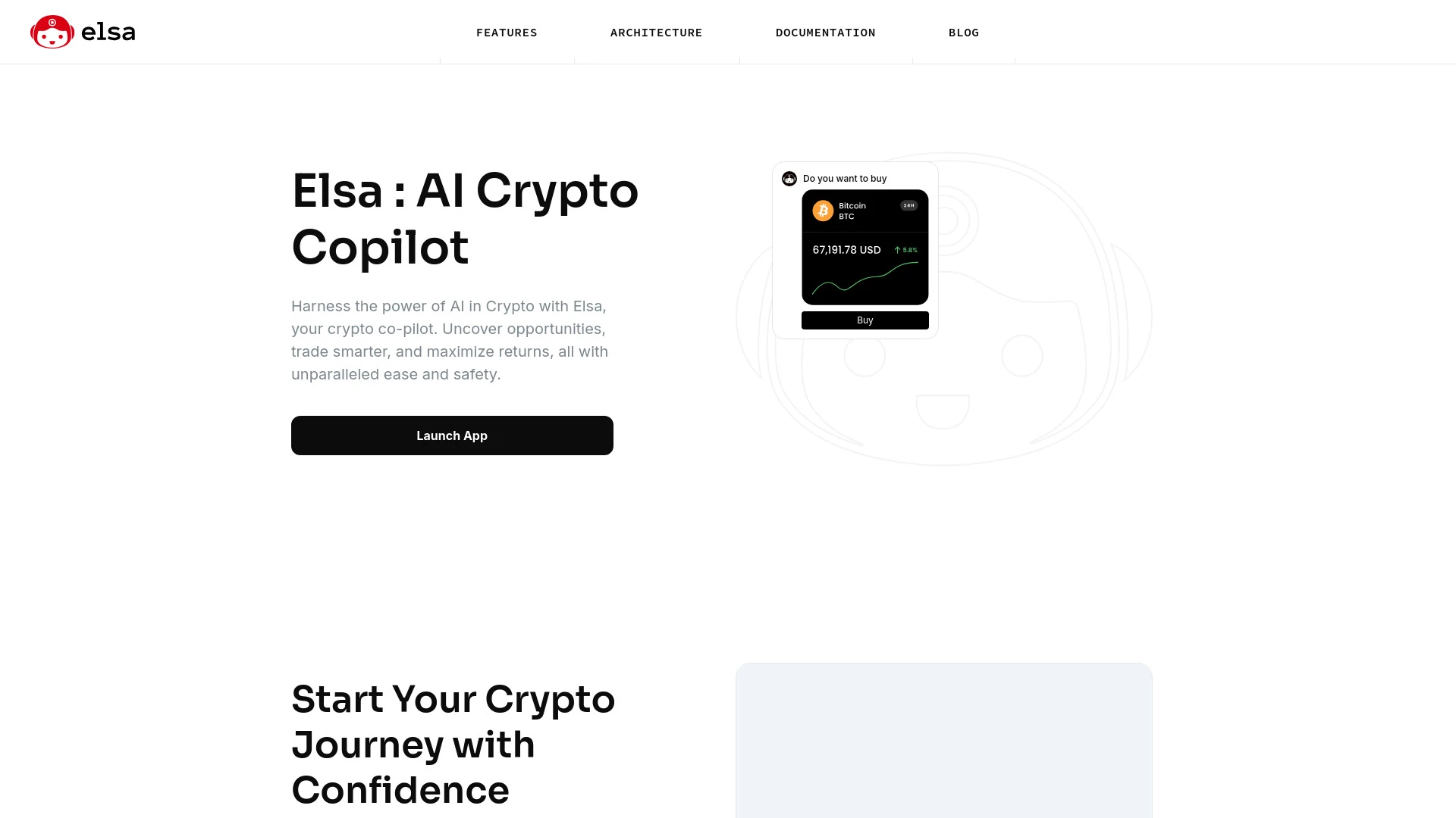 Elsa AI Crypto Copilot website preview