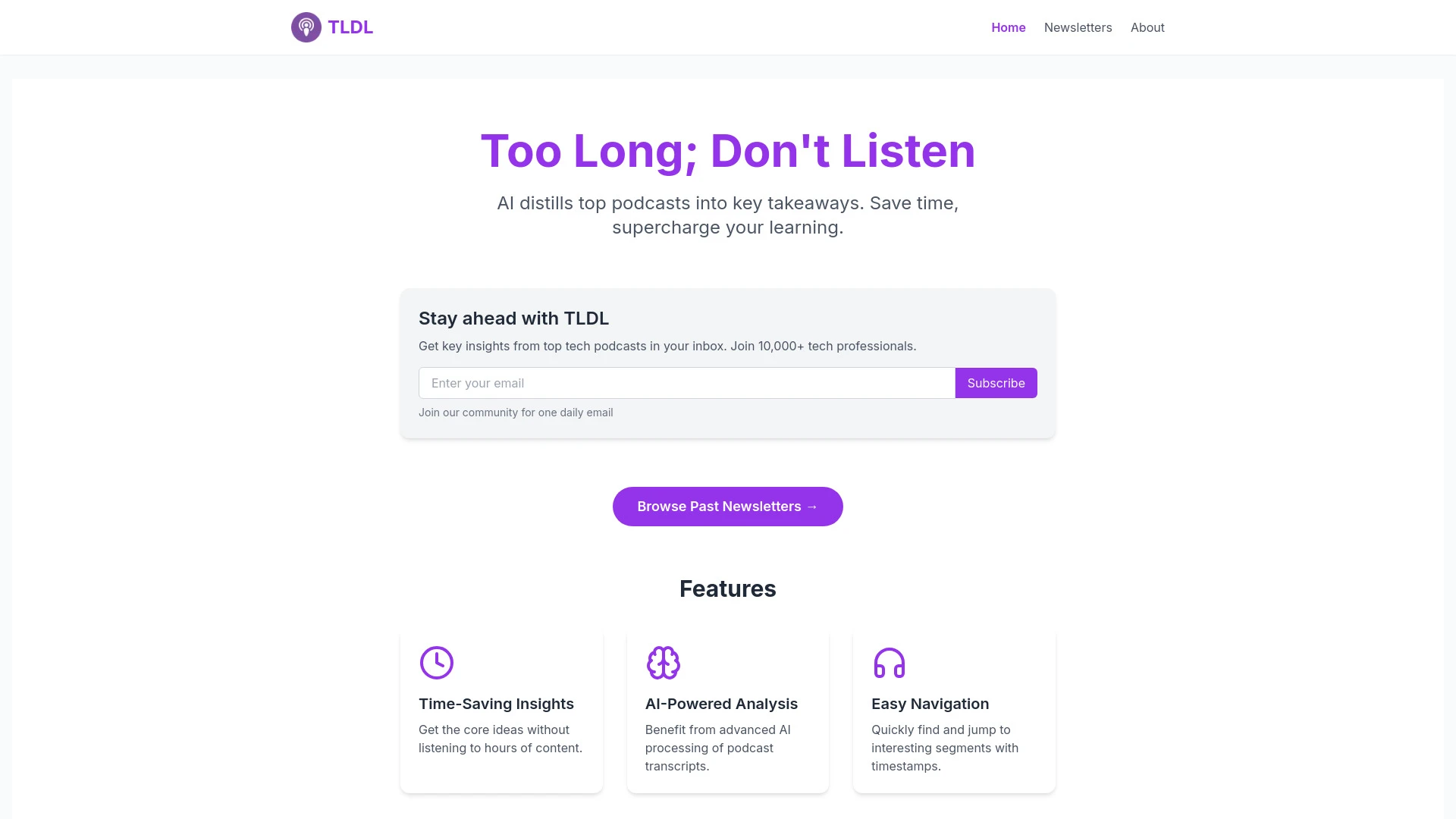 TLDL - Too Long; Don't Listen website preview