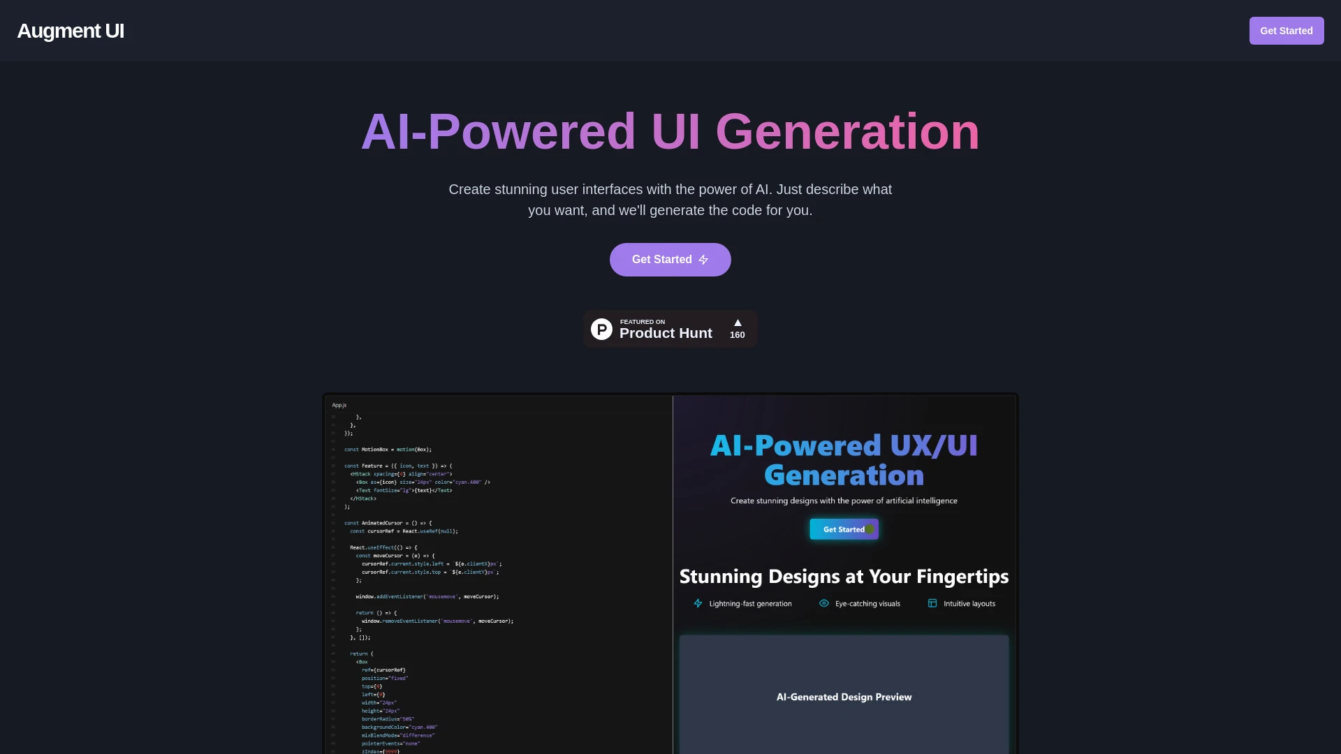 Augment UI website preview