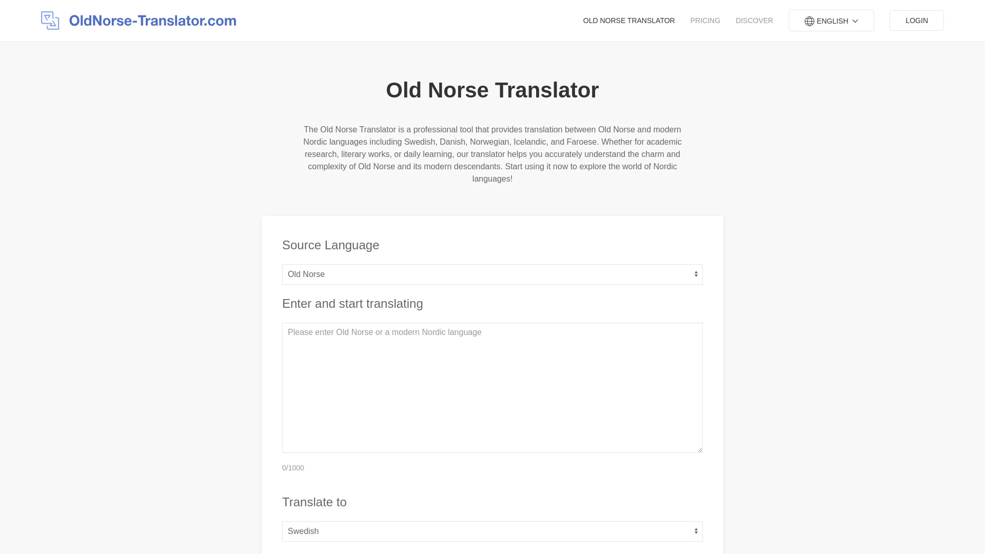 Old Norse Translator website preview