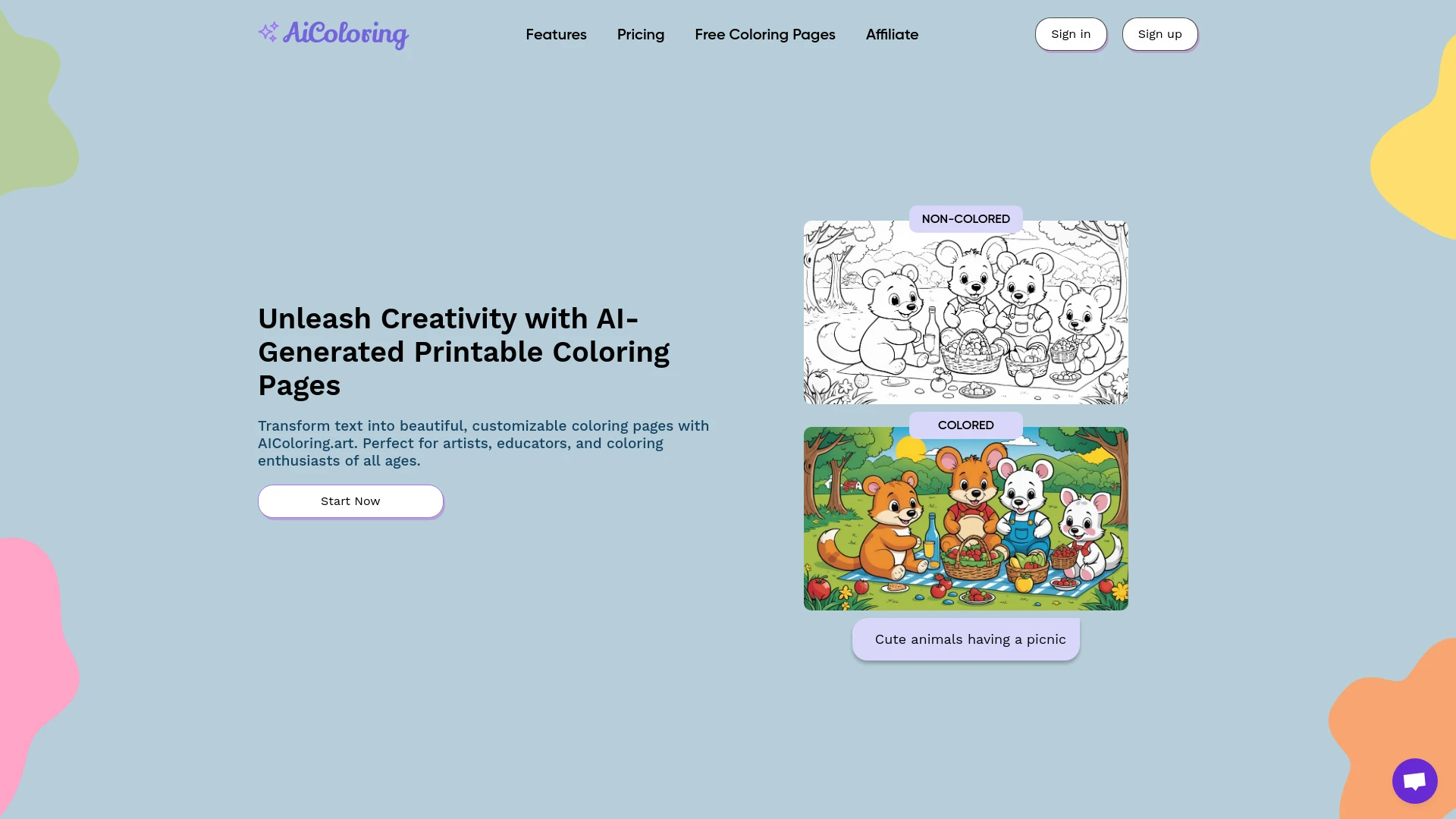 AIColoring.art website preview