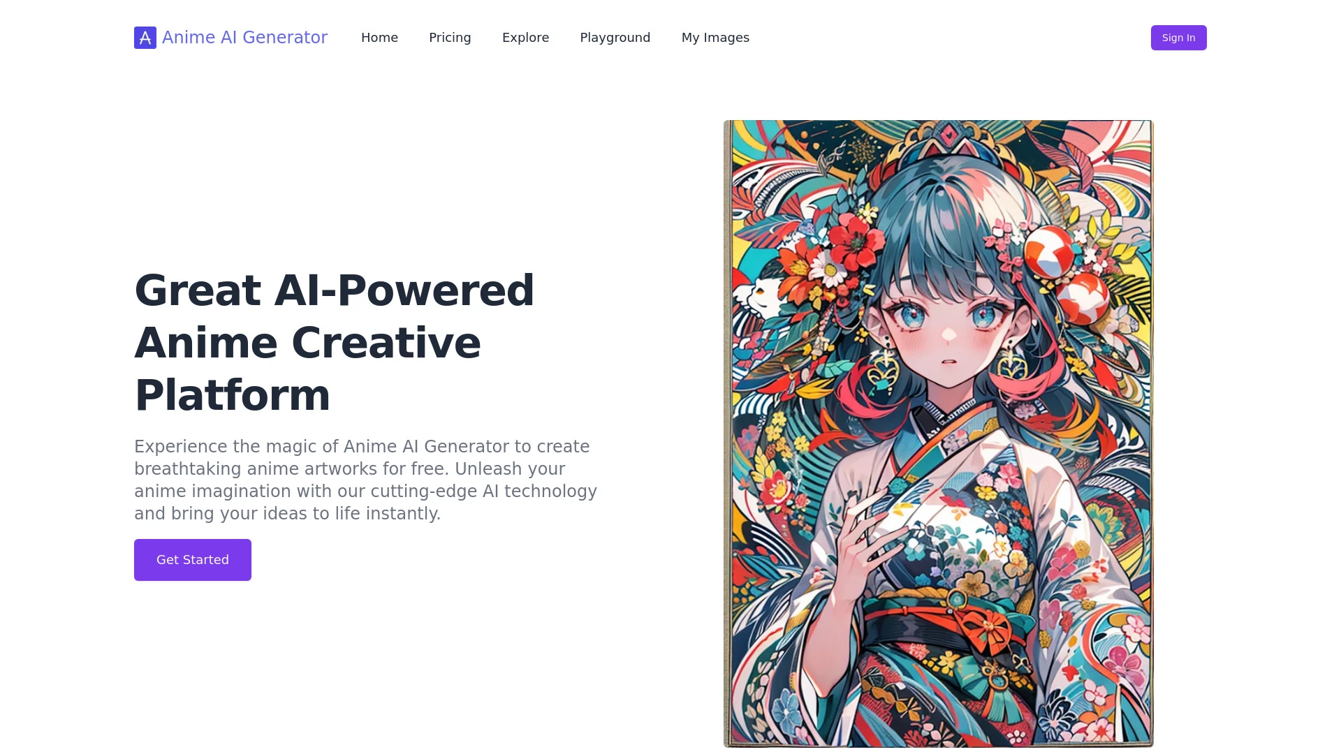 Anime AI Generator website preview