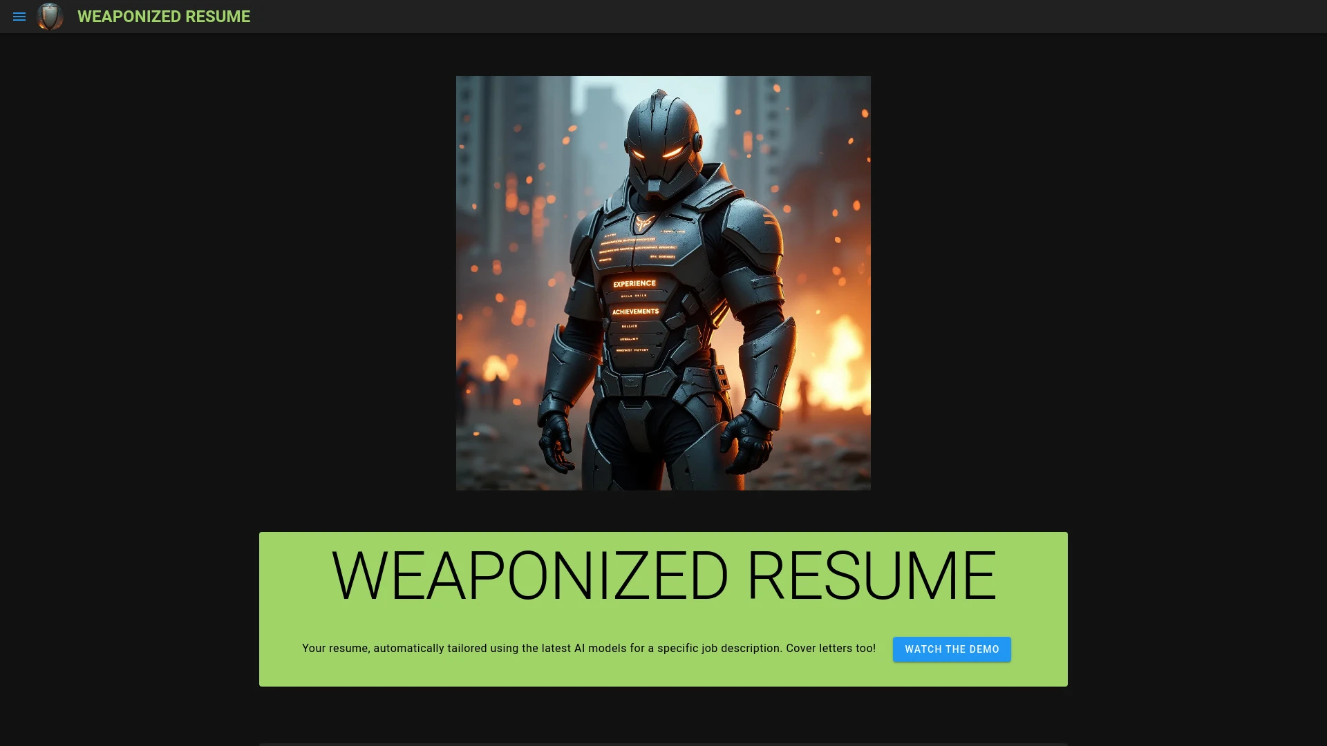 Weaponized Resume website preview