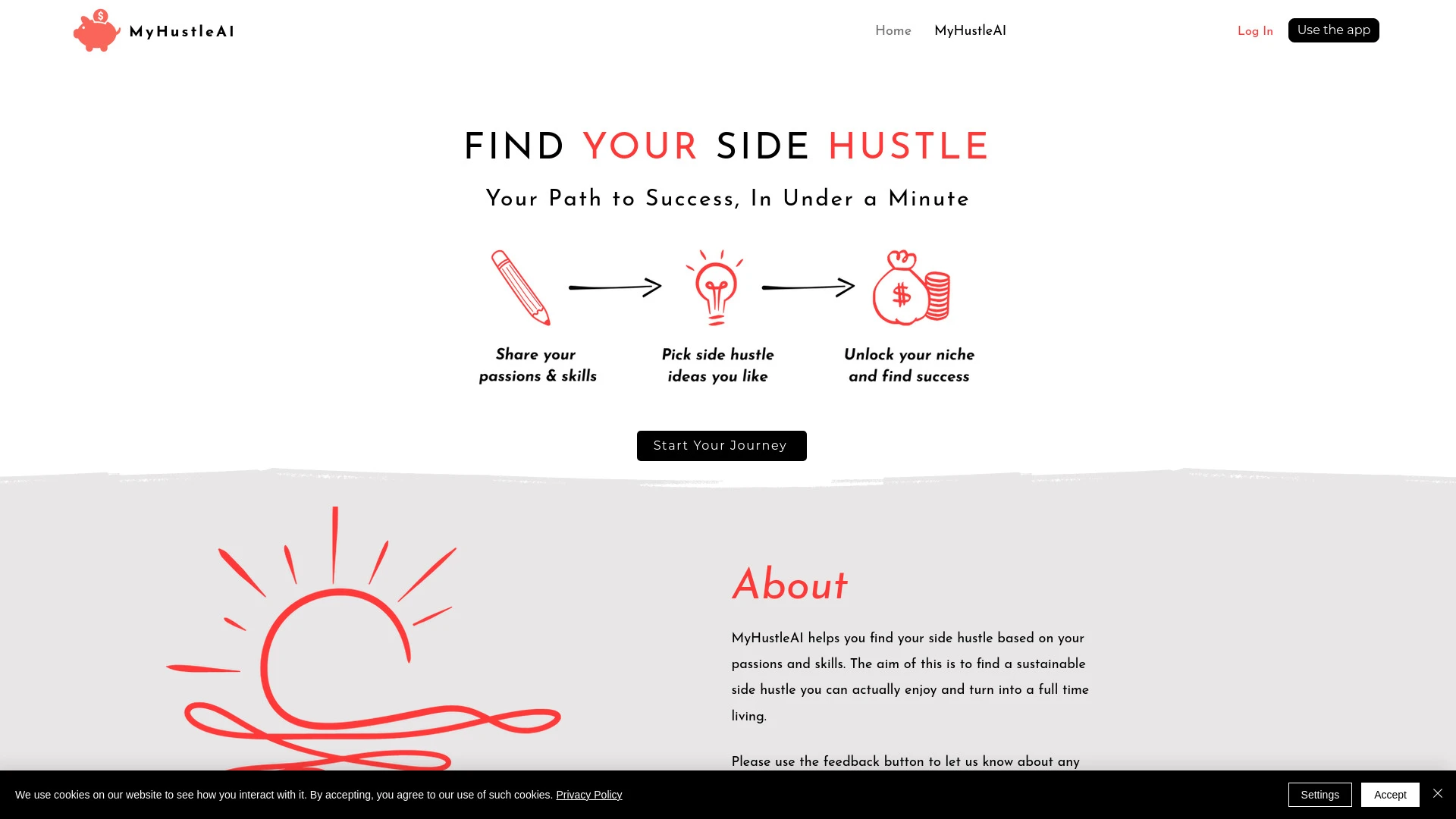 MyHustleAI website preview