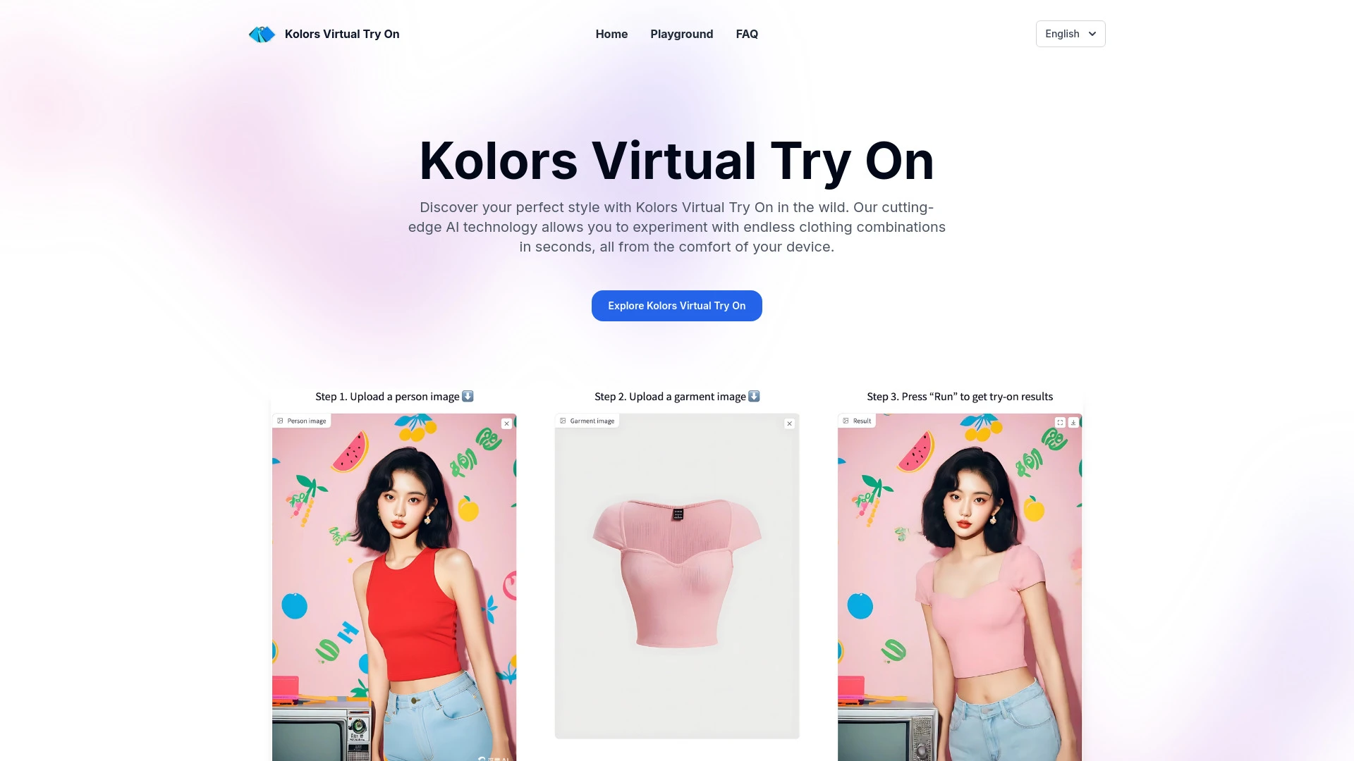 Kolors Virtual Try On website preview