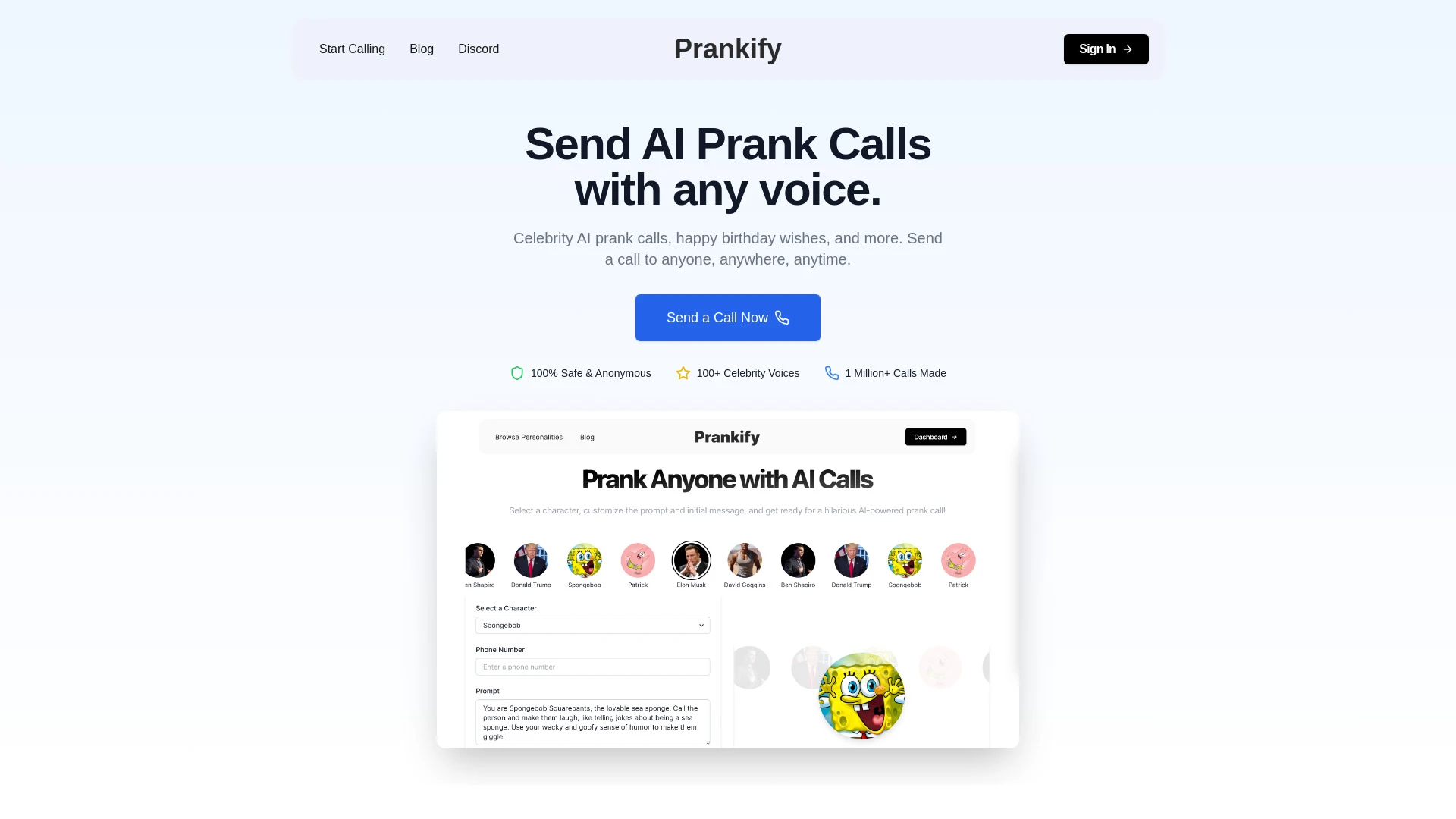 Prankify AI website preview