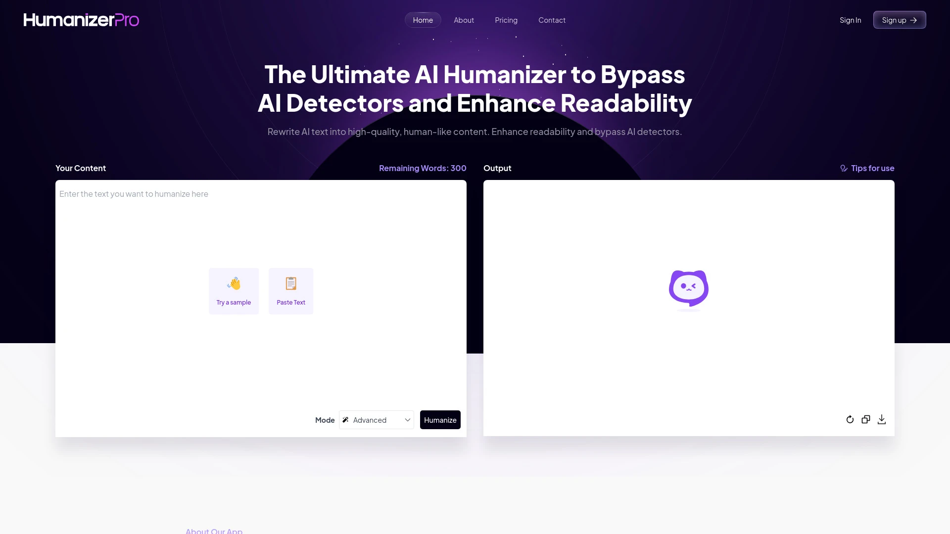 HumanizerPro website preview