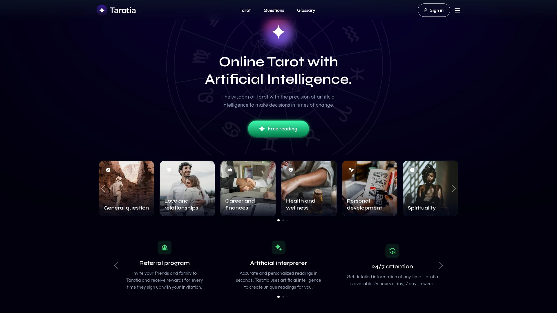 Tarotia website preview