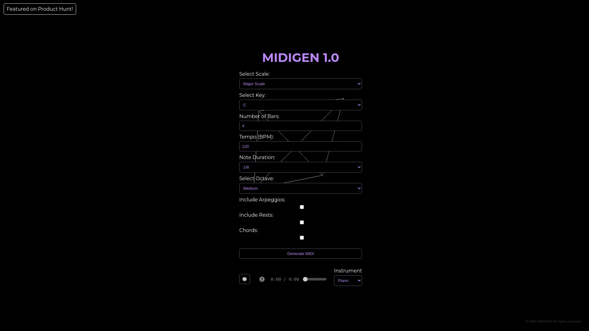 MIDIGEN website preview