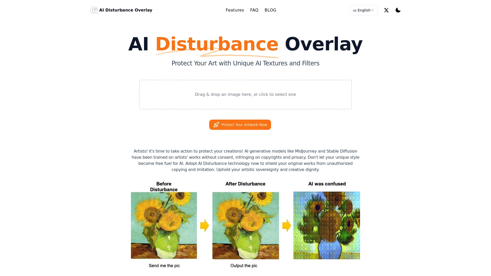 AI Disturbance Overlay website preview