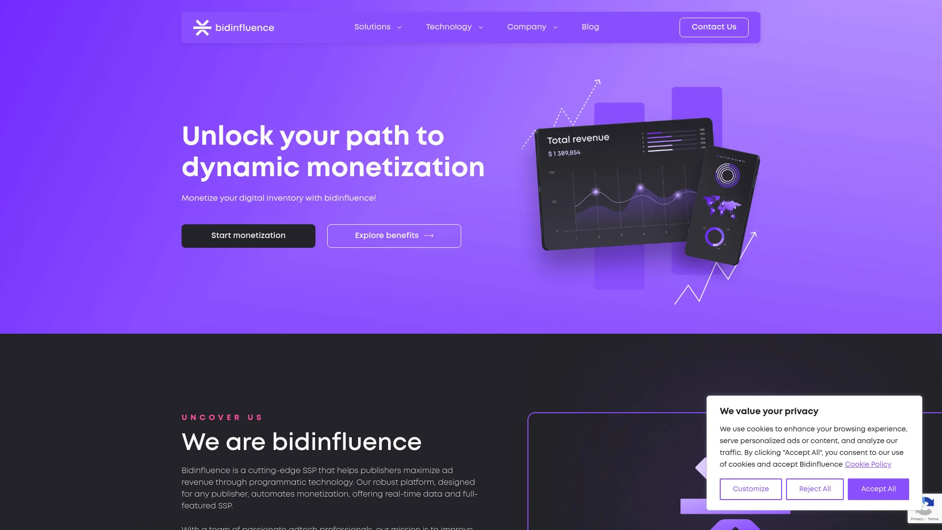 Bidinfluence website preview