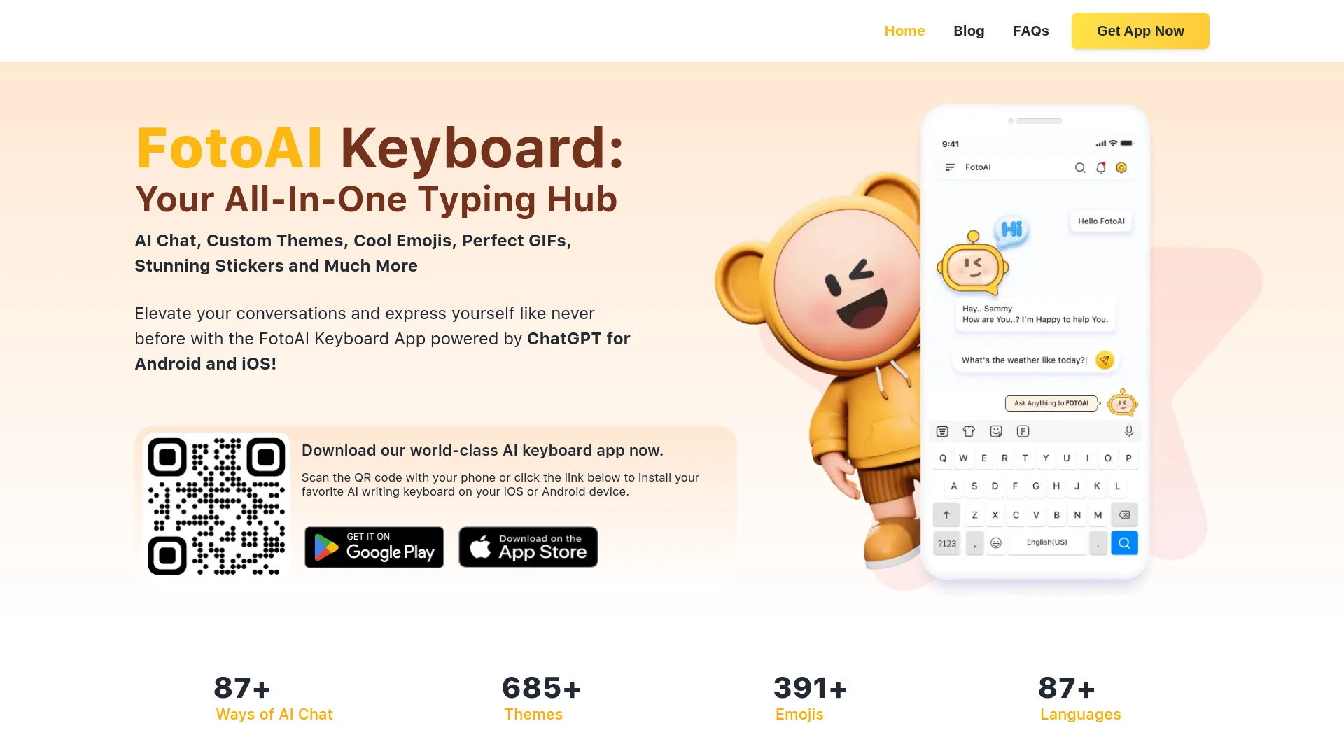 FotoAI Keyboard website preview