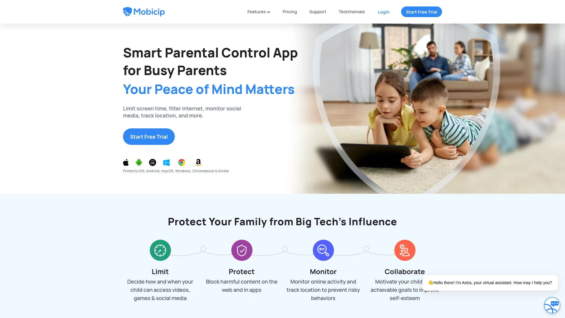 Mobicip Parental Control App website preview