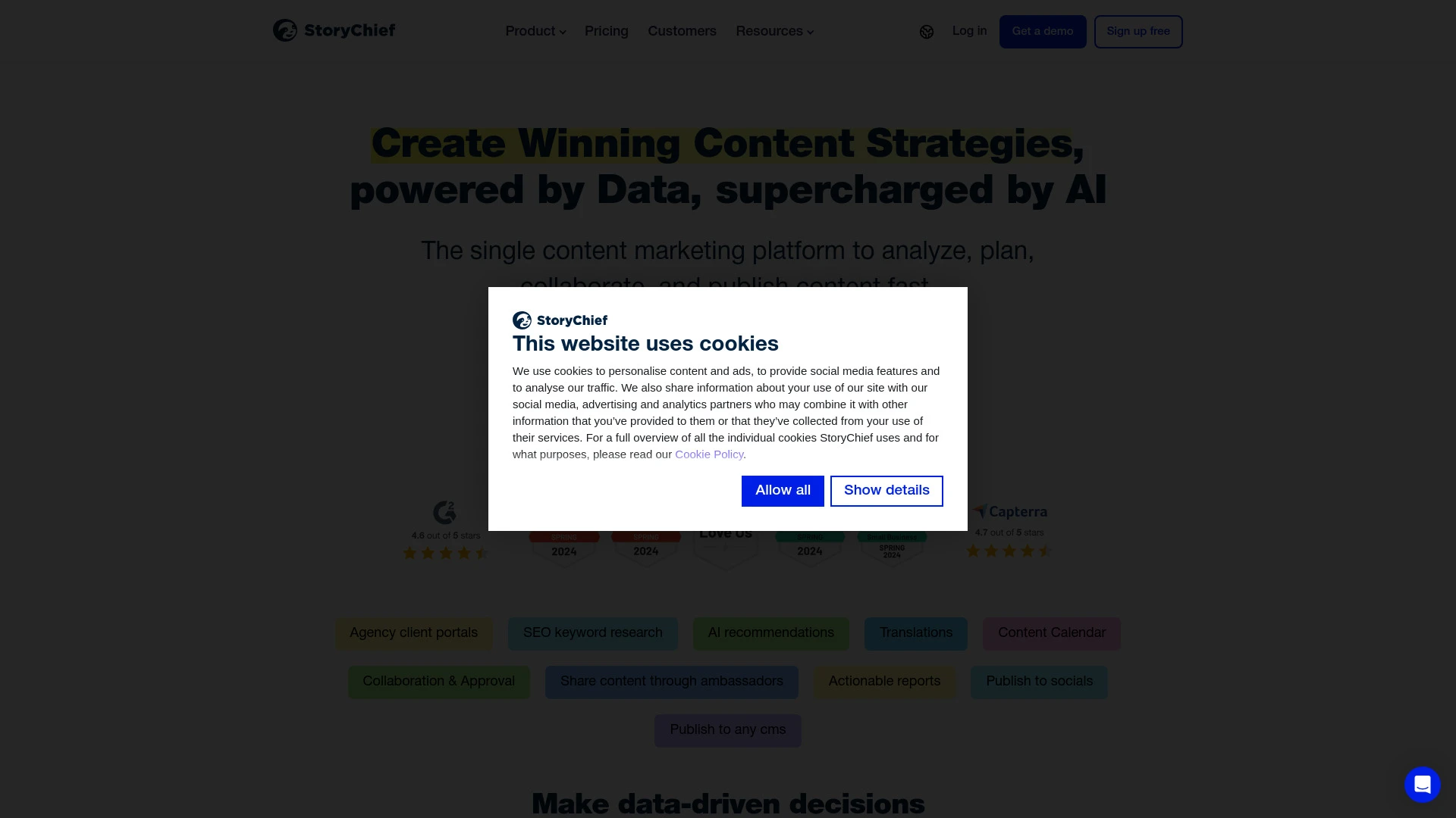 StoryChief website preview