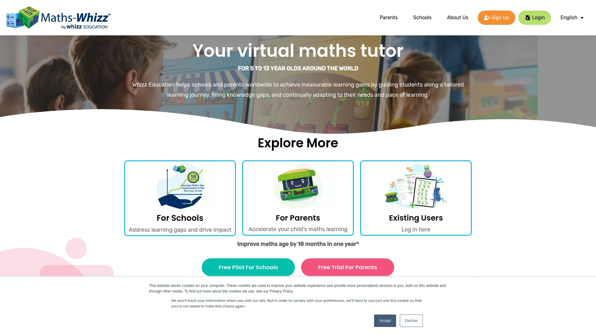 Maths-Whizz website preview